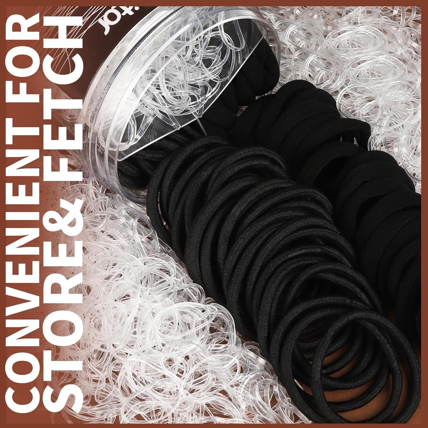 Teenitor Hair Accessories Kit - 500pcs Elastic Hair Bands & Ponytail Holders | Black Seamless Thick Bands & Bobby Pins