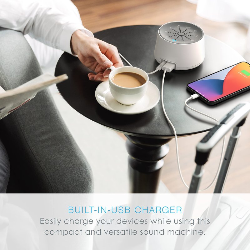 Pure Enrichment Doze Sound Machine and Sleep Light - 6 Soothing Sounds, Relaxing Pulse Light, Auto Sleep Timer, and Built-in USB Charger - All-Natural Sleep and Stress Reliever