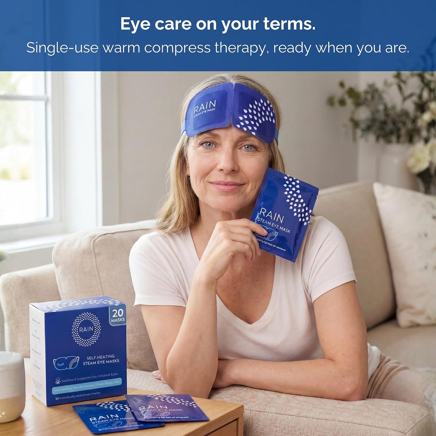 Heated Eye Mask for Dry Eyes - Self-Heating Steam Compress | 20 Disposable Masks, Unscented, Travel Ready