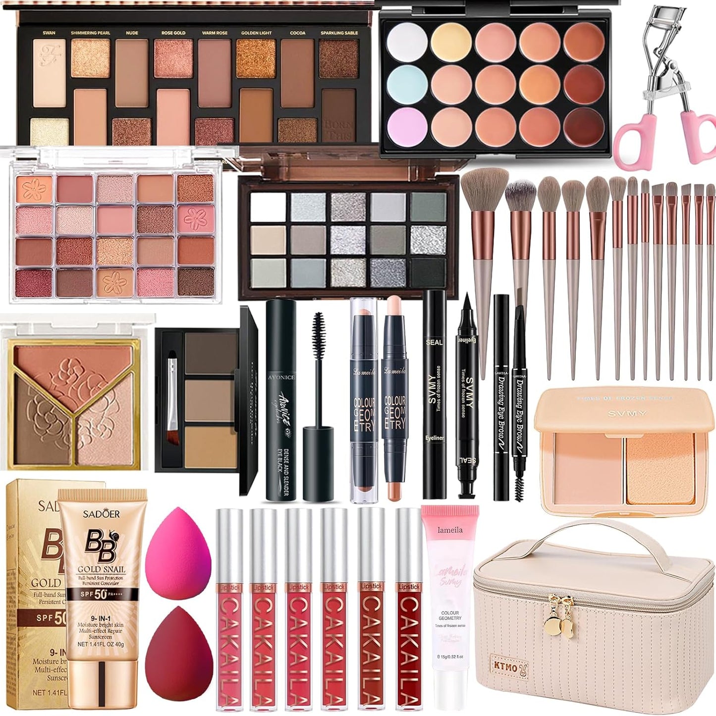 Makeup Kit for Women - All-in-One Travel Gift Set | Eyeshadow, Lipstick, Eyeliner & Brushes