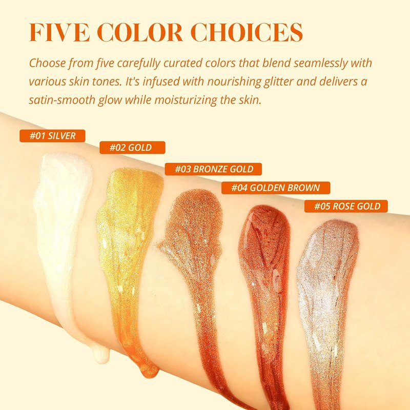 Liyalan Shimmer Body Oil - Glow Enhancing Highlighter | 1.0 fl. oz, Gold (#02)