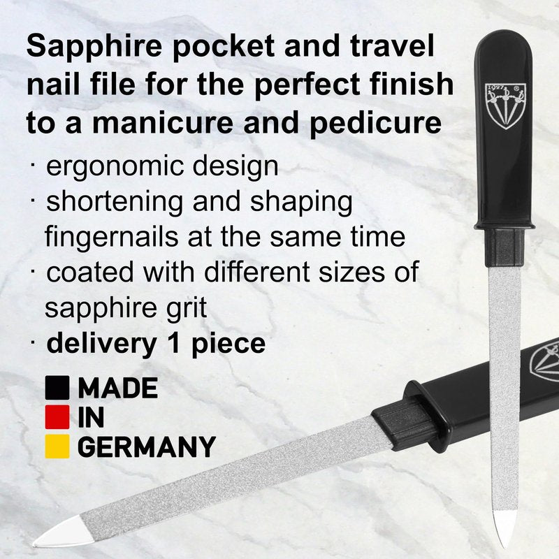 3 Swords Germany - Brand Quality Double Sided (fine & coarse) Sapphire Metal Pocket Nail File (1 Piece), Made in Solingen Germany