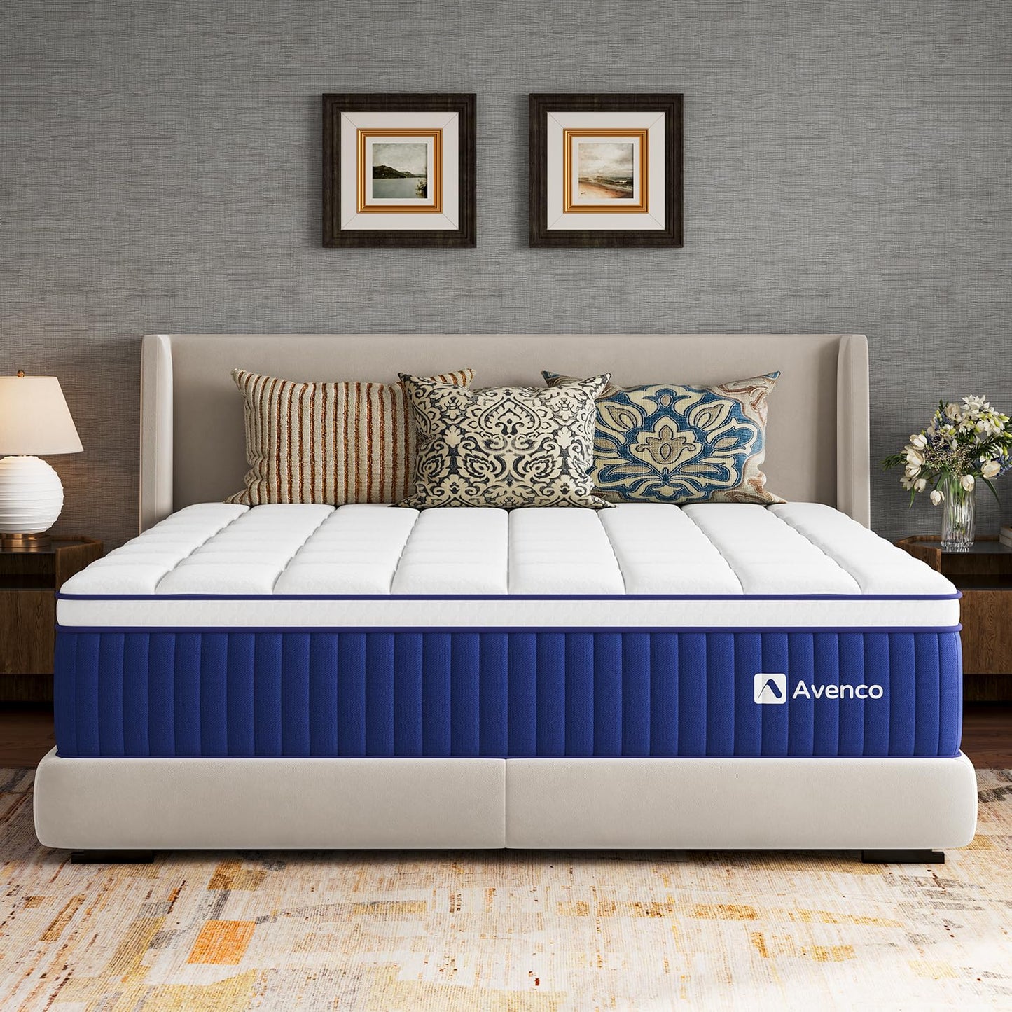 Avenco 14 Inch King Mattress, King Size Hybrid Mattress with Cooling Memory Foam and Smarts Coil Spring, Spinal Alignment & Contour Support, CertiPUR-US Certified, Mattresses in a Box