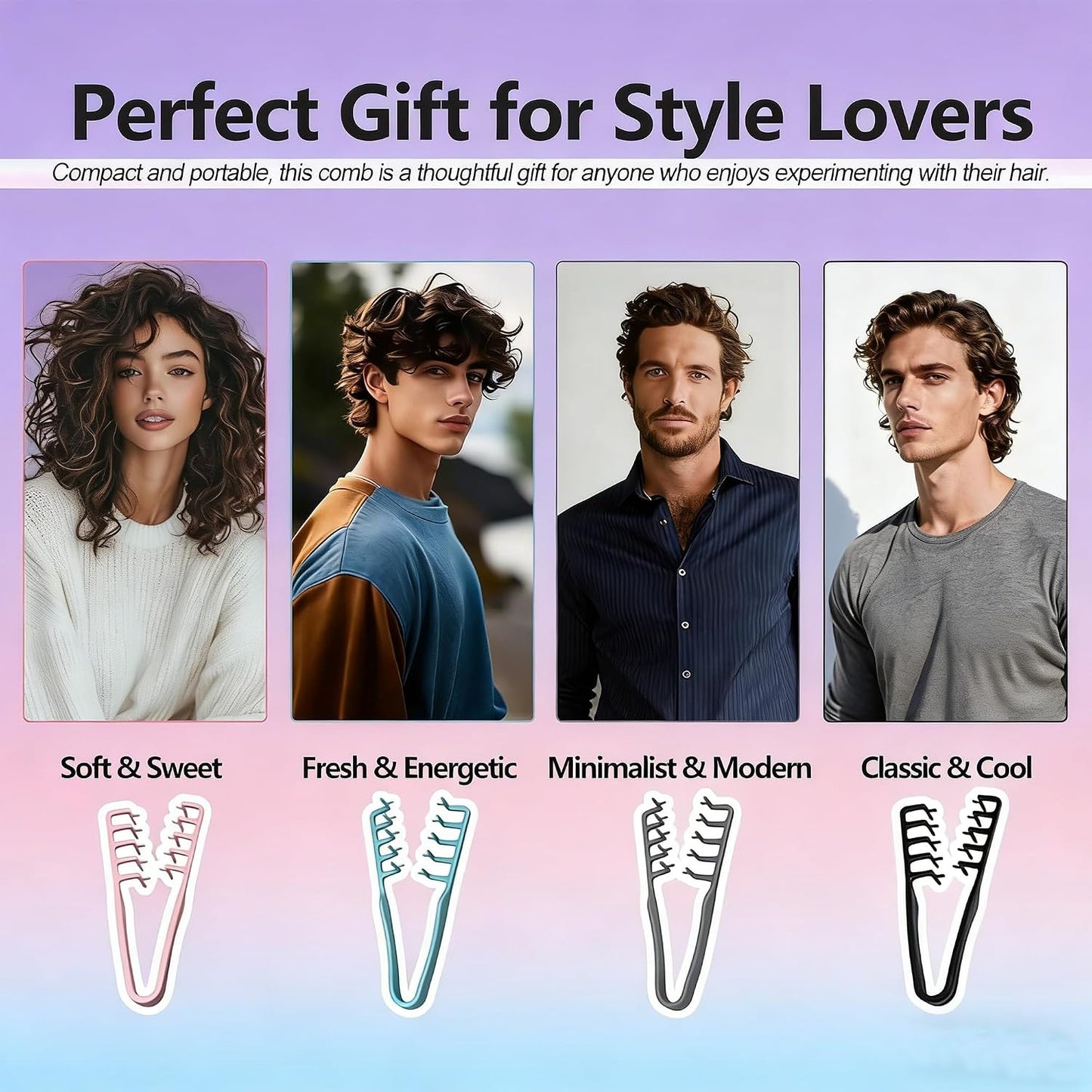 Volumizing Comb - Fluffy Texture Styling Tool for Men & Women | Non-Slip Grip, ABS Plastic (Black)