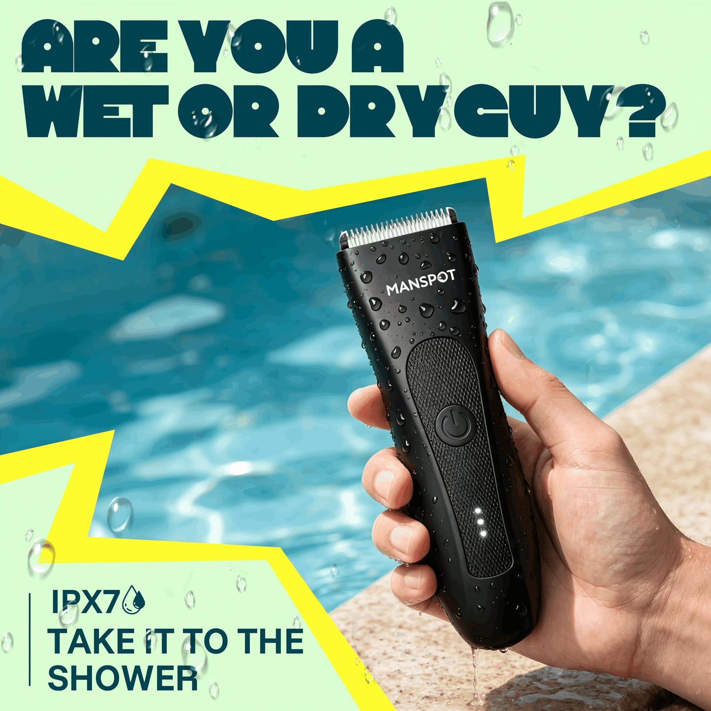 MANSPOT Manscape Groin & Body Hair Trimmer for Men, Electric Ball Pubic Trimmer Shaver,Manscape Kit with 4 Guard,Replaceable Ceramic Blade Heads,Waterproof Wet/Dry Shaver,90 Minutes Shaving