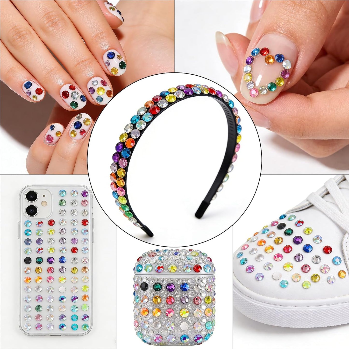 3D Nail Art Accessories Kit - 24 Colors Resin Rhinestones, Flowers & Bowknots | 12-Grid Storage for DIY Manicure