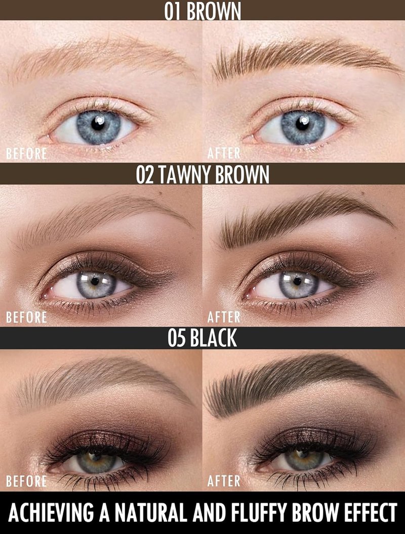 Eyebrow Pen - Microblading Pencil with Angled Brush | Long-Lasting, Waterproof, Smudge-Proof - 02 Tawny Brown
