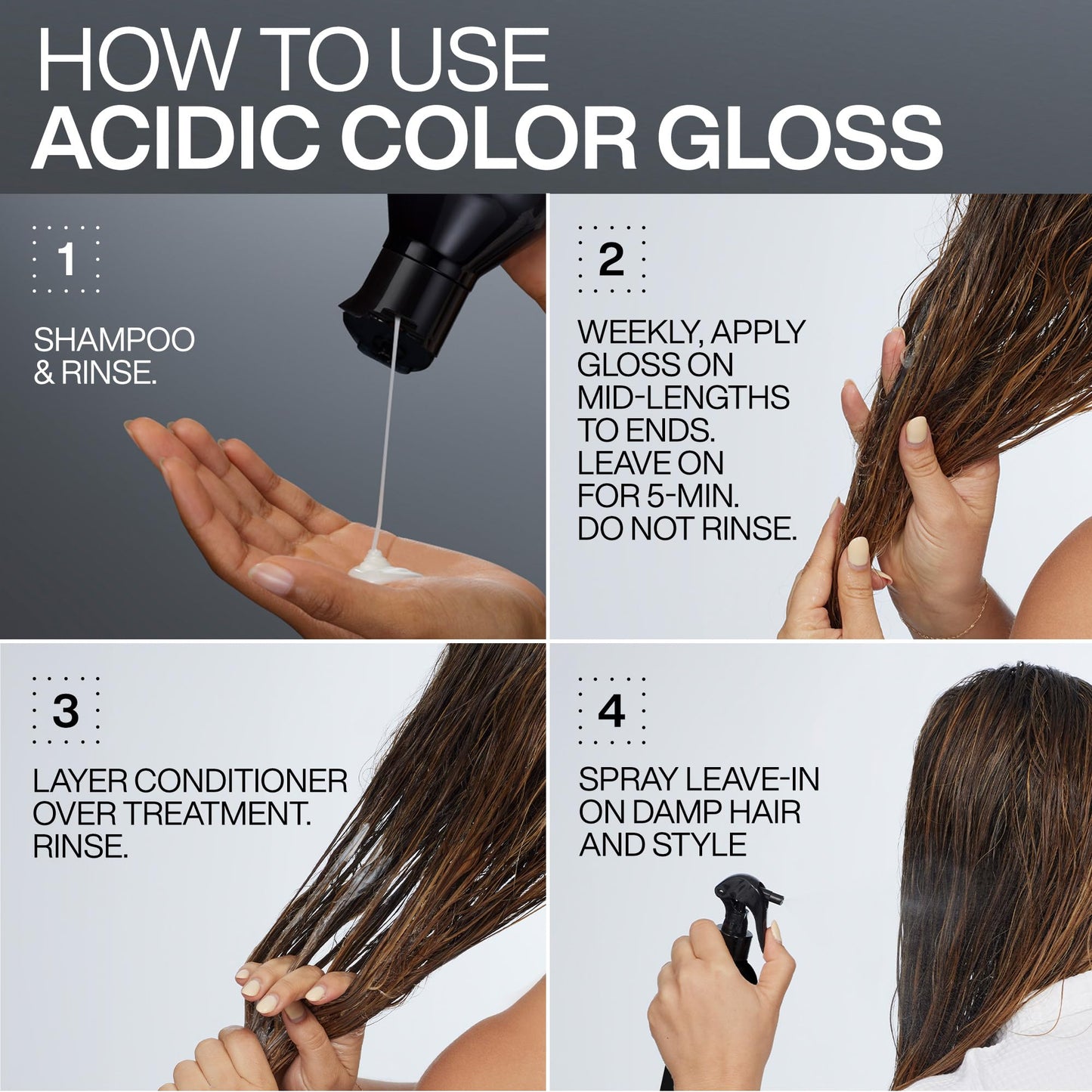 Redken Acidic Color Gloss Shampoo, Conditioner & Heat Protection Spray Set For Color-Treated Hair - Detangles and Extends Intense Shine With Heat Protection