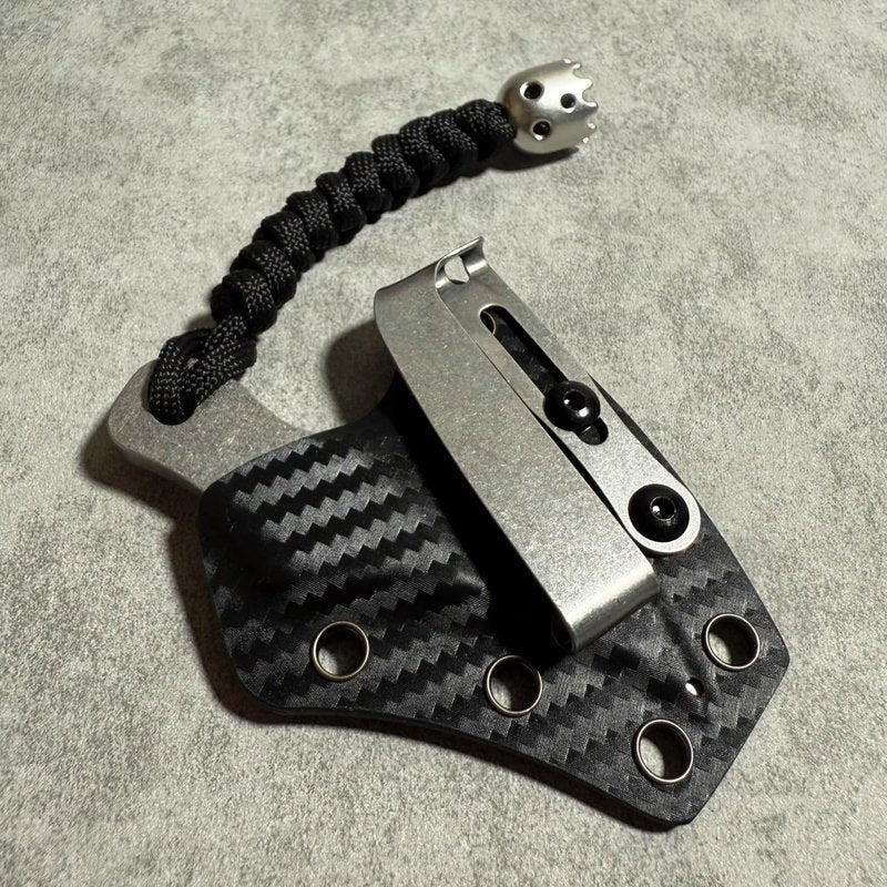 XHM Awesome 3.7 Inches Small Tactical Knife - Mini Chopper with Braided Lanyard & Beads for Camping, Hunting, Fishing, Hiking & Outdoor