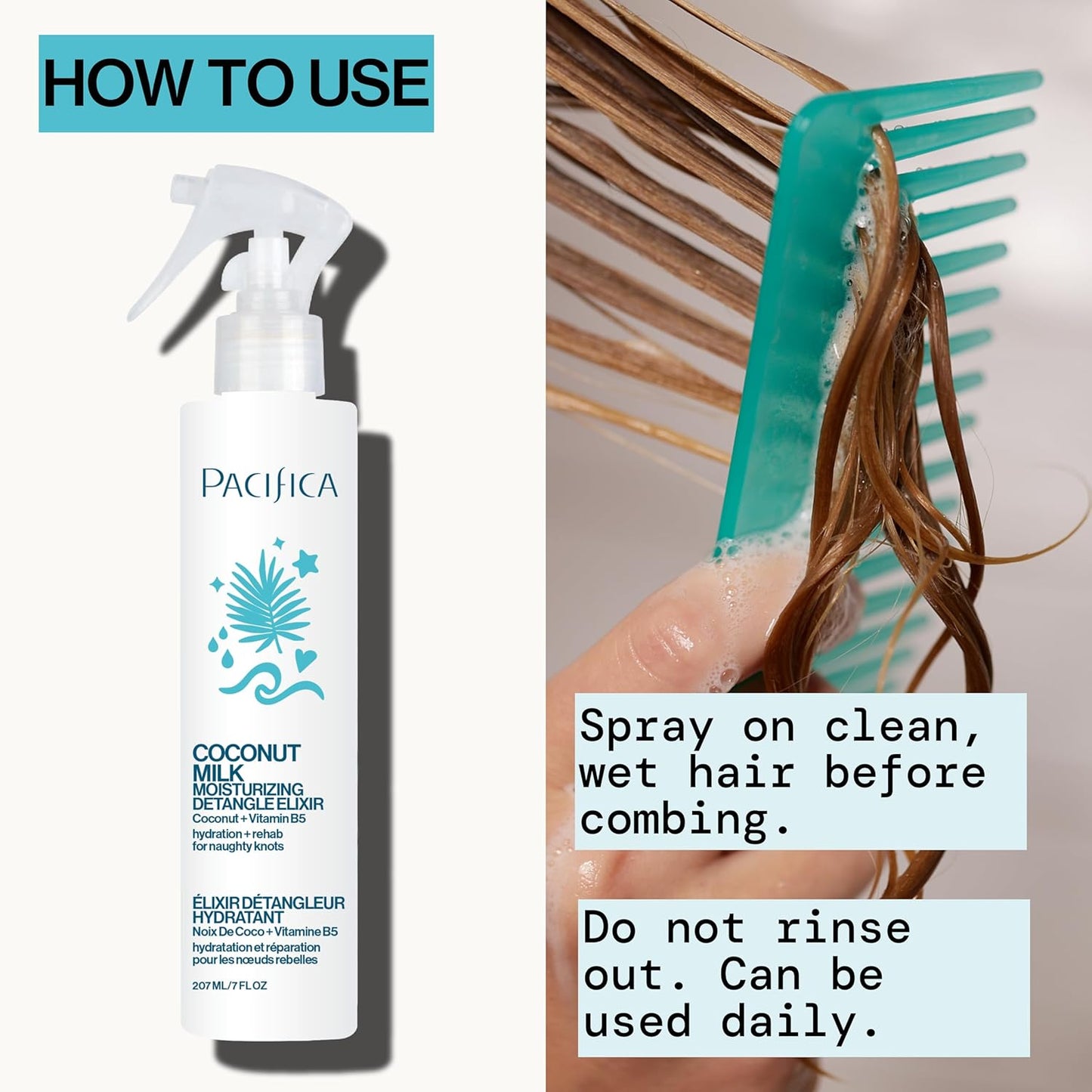 Coconut Milk Hair Detangler Spray - Leave-In Conditioning Elixir for Tangle-Free Hair, Adds Shine & Moisture | Vegan & Cruelty-Free