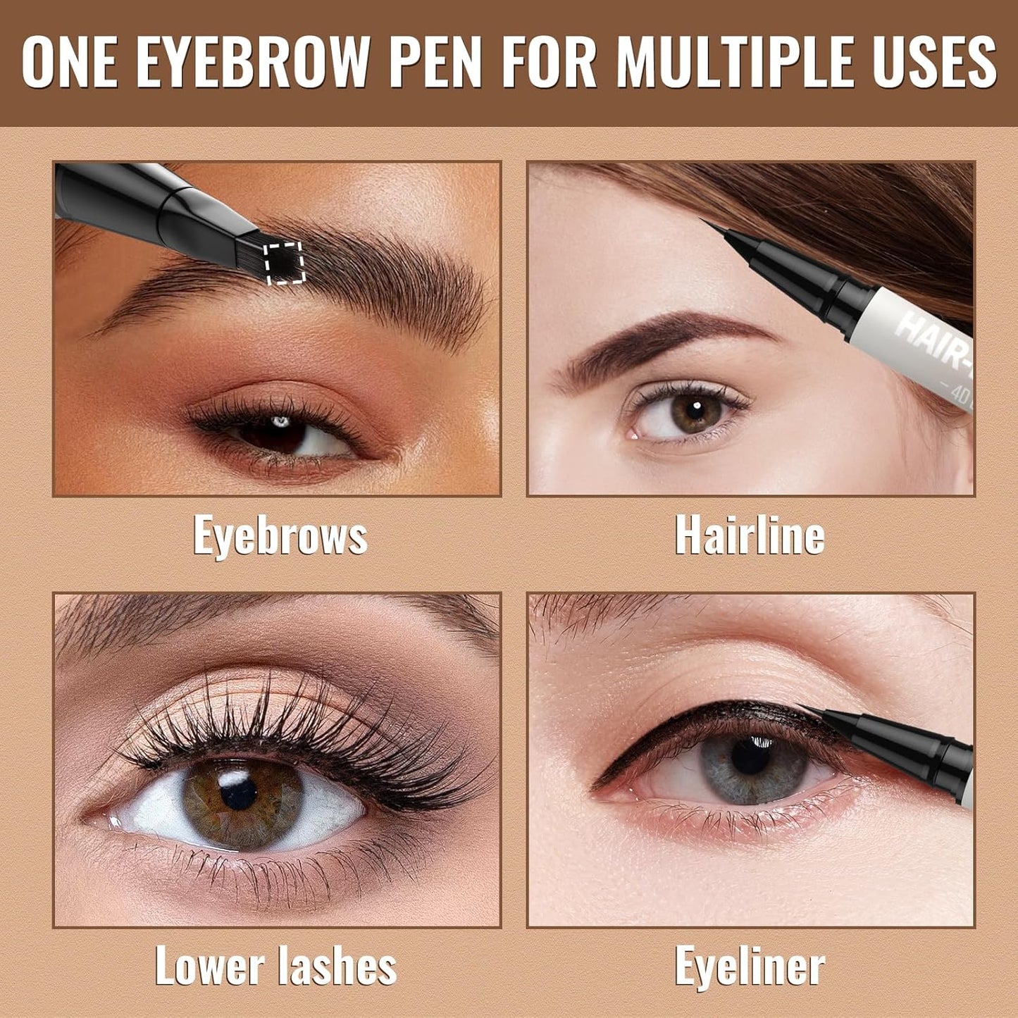 iMethod Eyebrow Pen - 2-in-1 Microblading Eyebrow Pencil & Eyeliner | Long-Lasting Waterproof Brown