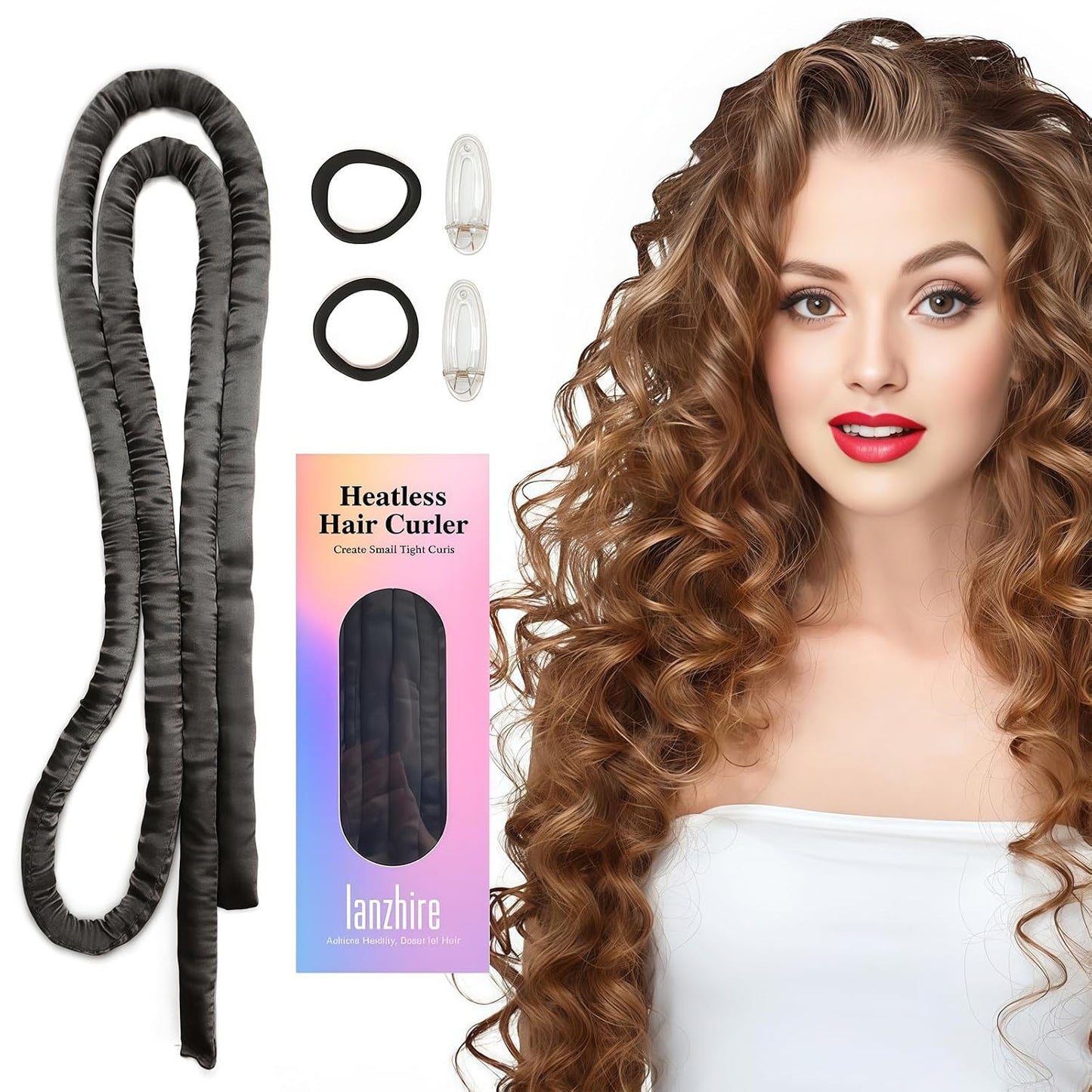 No Heat Overnight Curling Headband - Heatless Curlers for Long & Short Hair | Black
