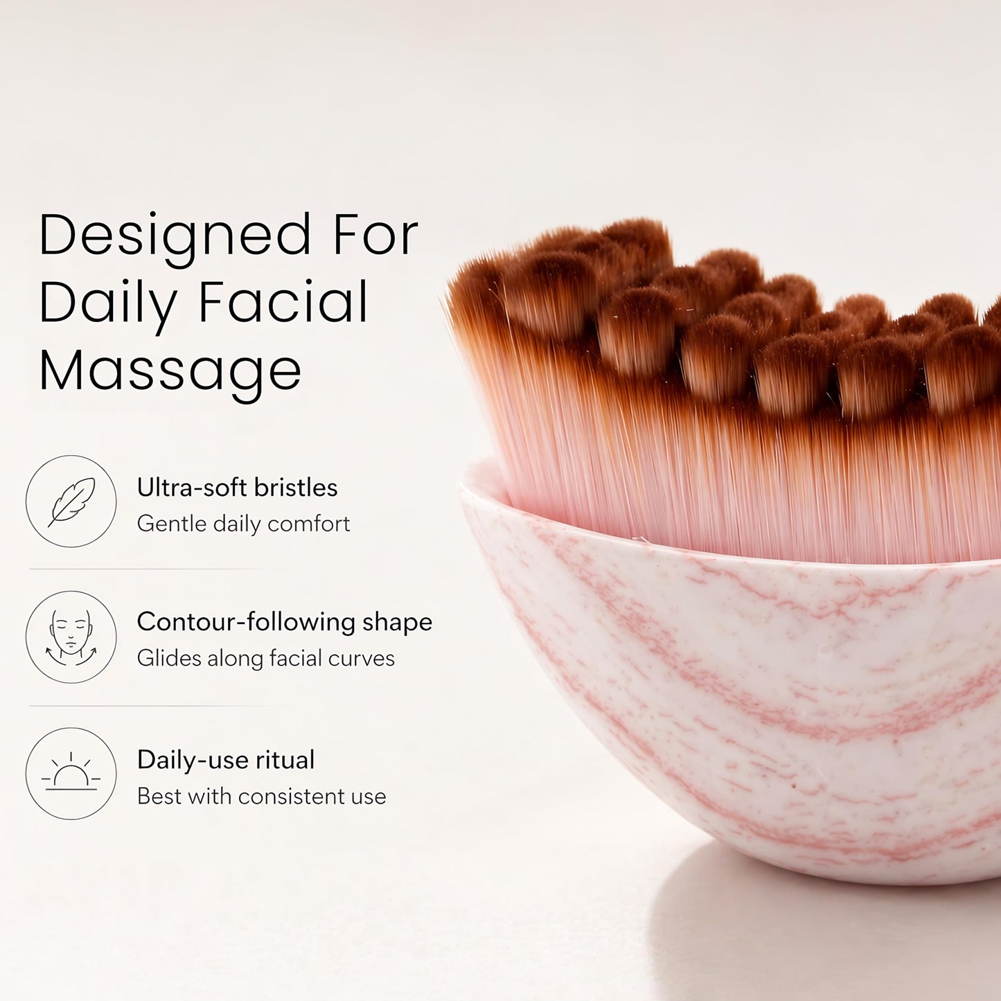 Lymphatic Contour Brush For Face, Contour glow brush, Manual, Lymphatic drainage Brush, Improves Skin Glow & Absorption Natural,Gua sha. (Pink)