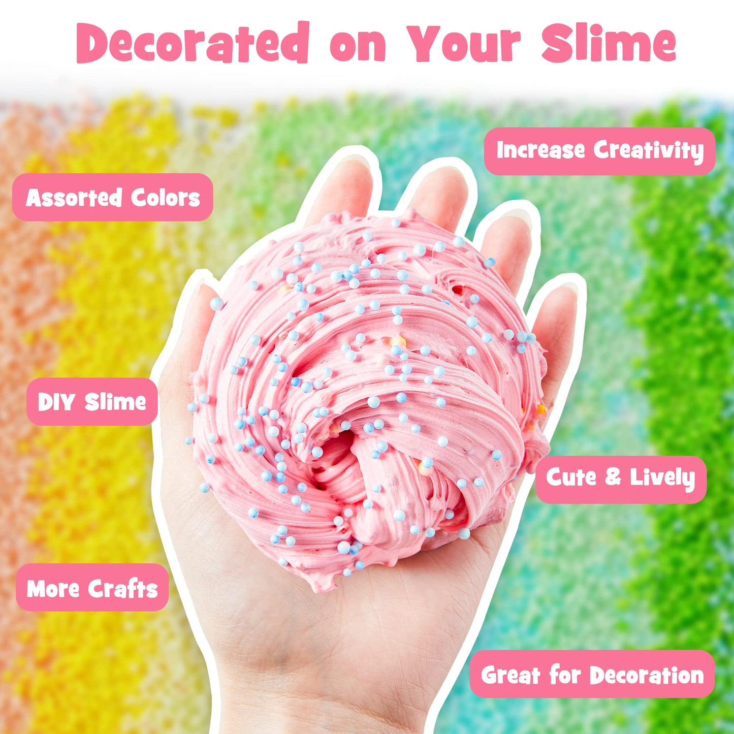 Pastel Foam Balls for Slime, 18 Pack 0.09-0.14 inch Balls Mini Small Assorted Beads Homemade Arts DIY Crafts Supplies for Wedding Party Christmas New Year Decoration