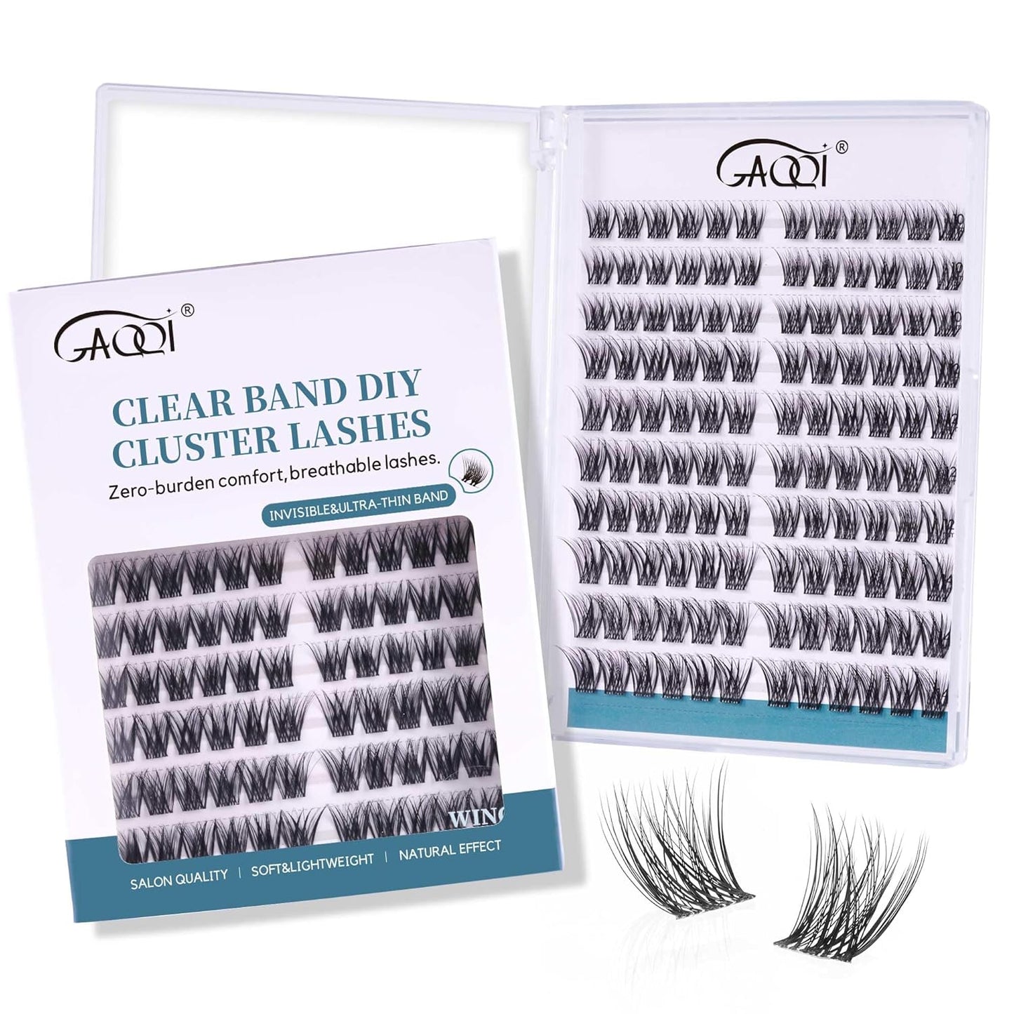 Natural Bottom Lash Clusters - DIY Clear Band Eyelashes for Soft, Comfortable Daily Wear | 5mm & 6mm, 48pcs