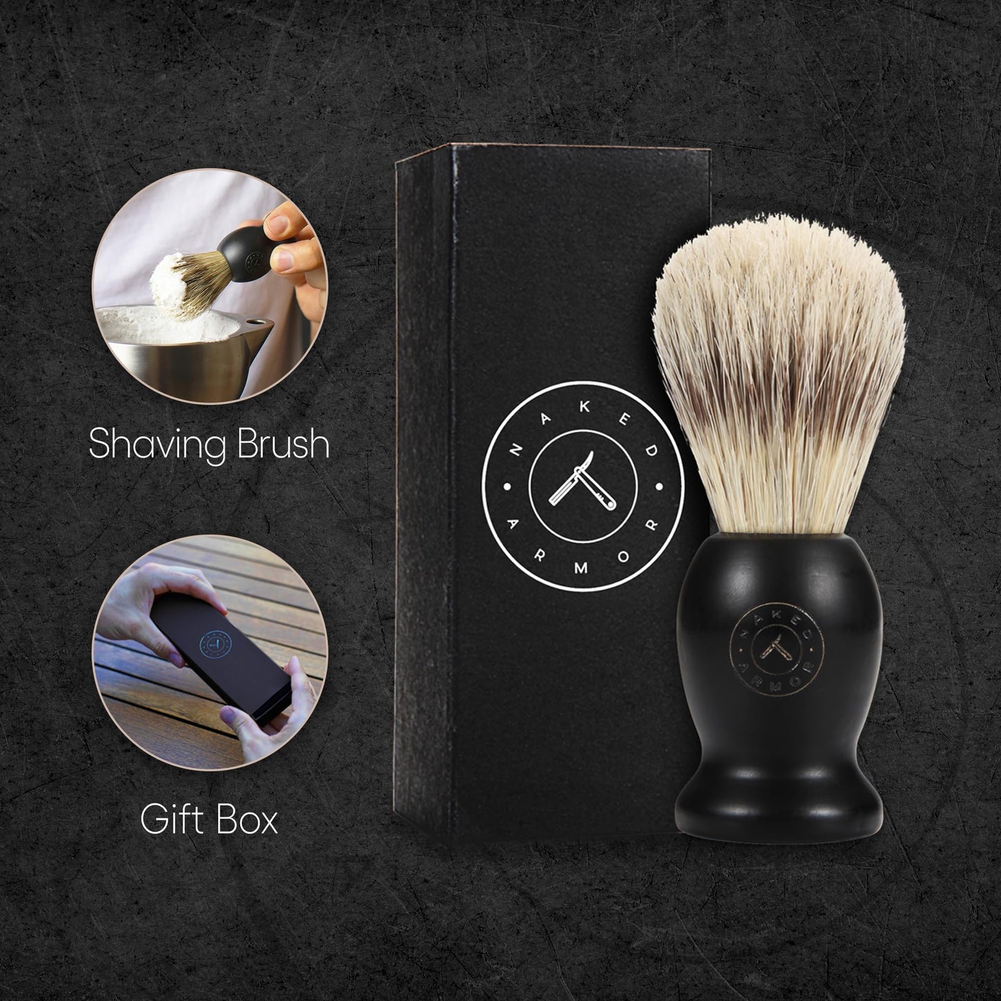 Synthetic Badger Hair Shaving Brush - Futura Synthetic Badger Hair + Handmade Swedish Black Wood Shave Brush, Exfoliating Stiff Bristles, Thick & Creamy Lather For A Great Shave, Great For Travel