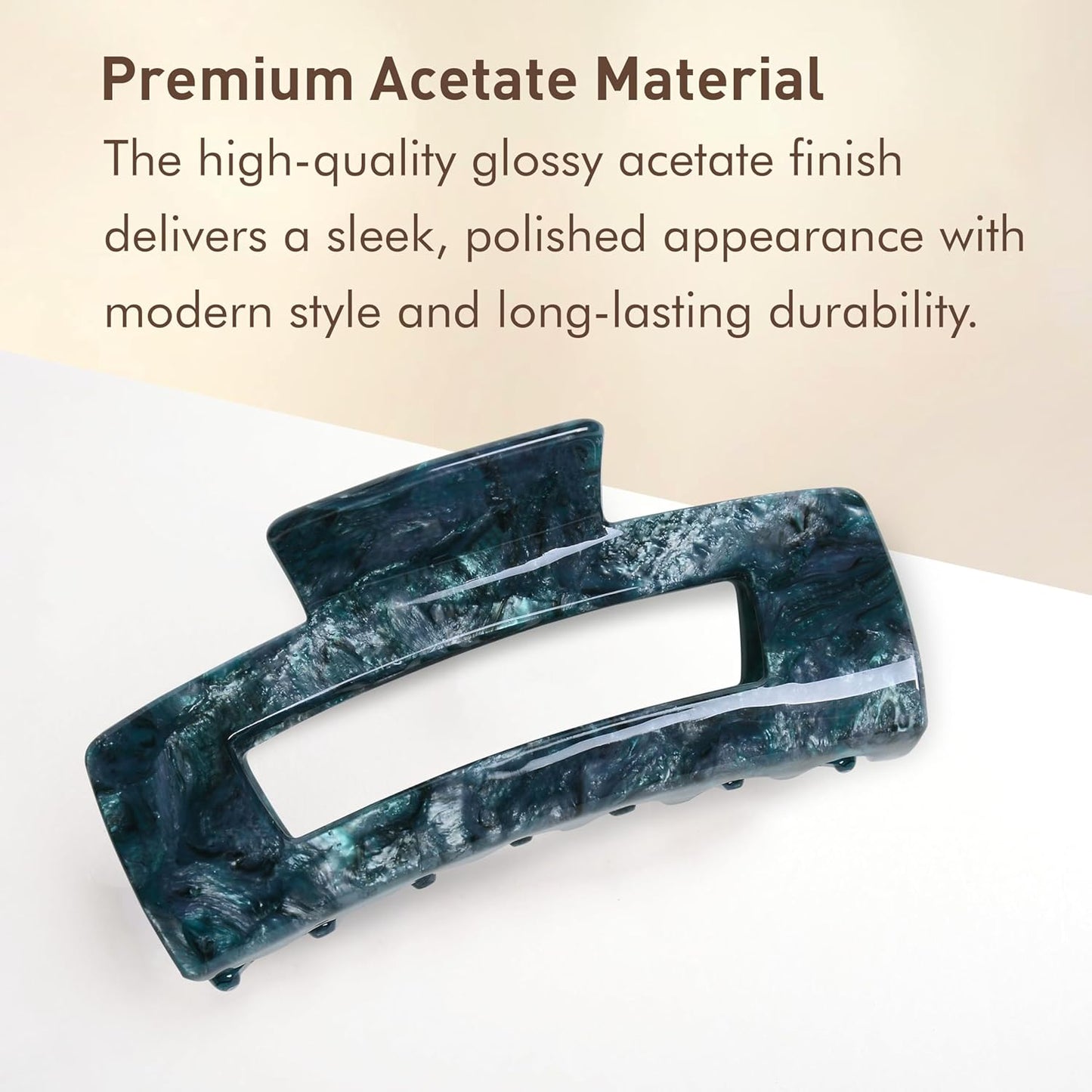 Emma Lily 4.2 Inch Acetate Hair Claw Clip - Teal Tortoise Shell, Non-Slip Grip for Thick Hair | Perfect Gift for Women
