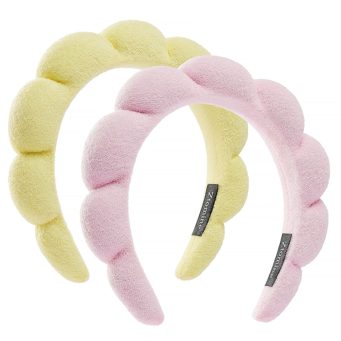 Spa Headbands for Face Washing | Soft Cotton Terry Cloth Set of 2 - Pink & Blue