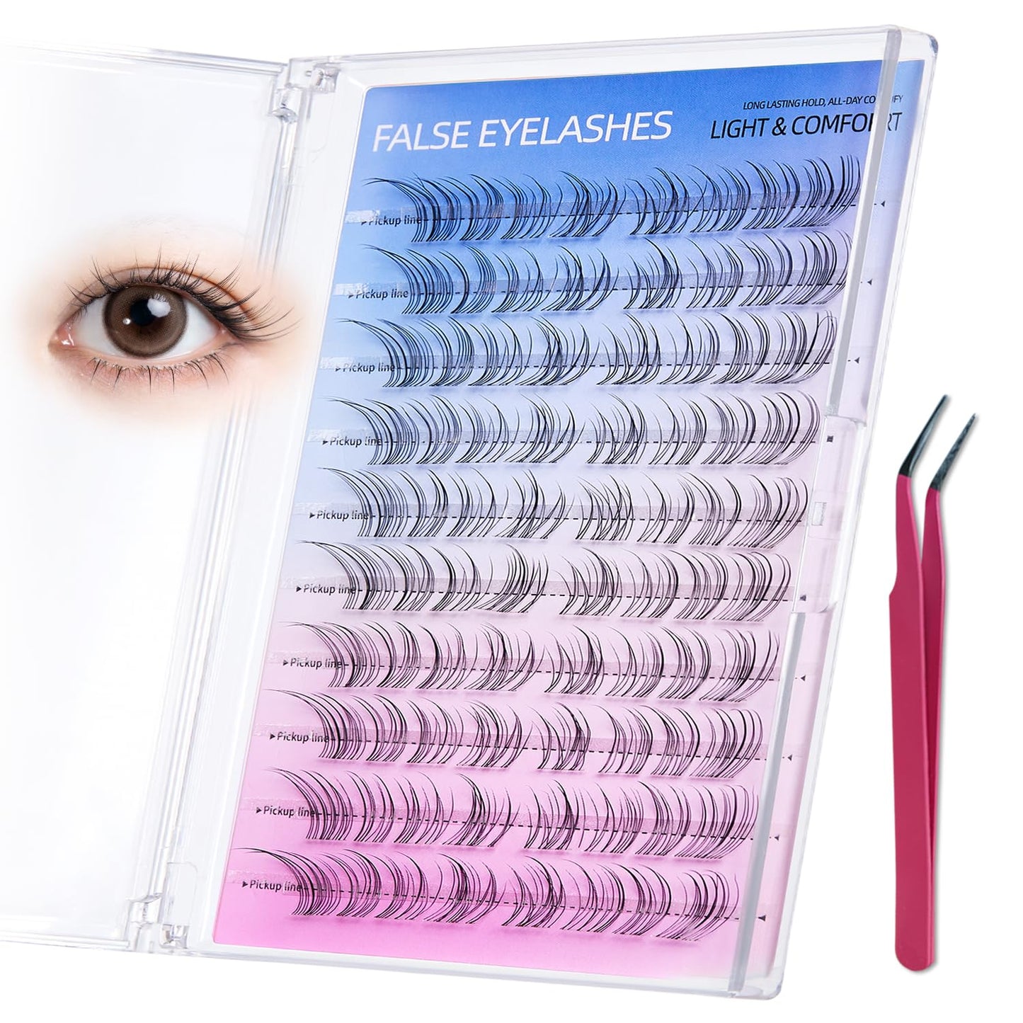 Squsaya Lash Clusters Wispy Eyelash Clusters 80pcs Lashes Individual, Fluffy Lash Clusters, 8-12MM Daily Exquisite Eyelashes, Natural Look C Curl Lash Extensions- DK405