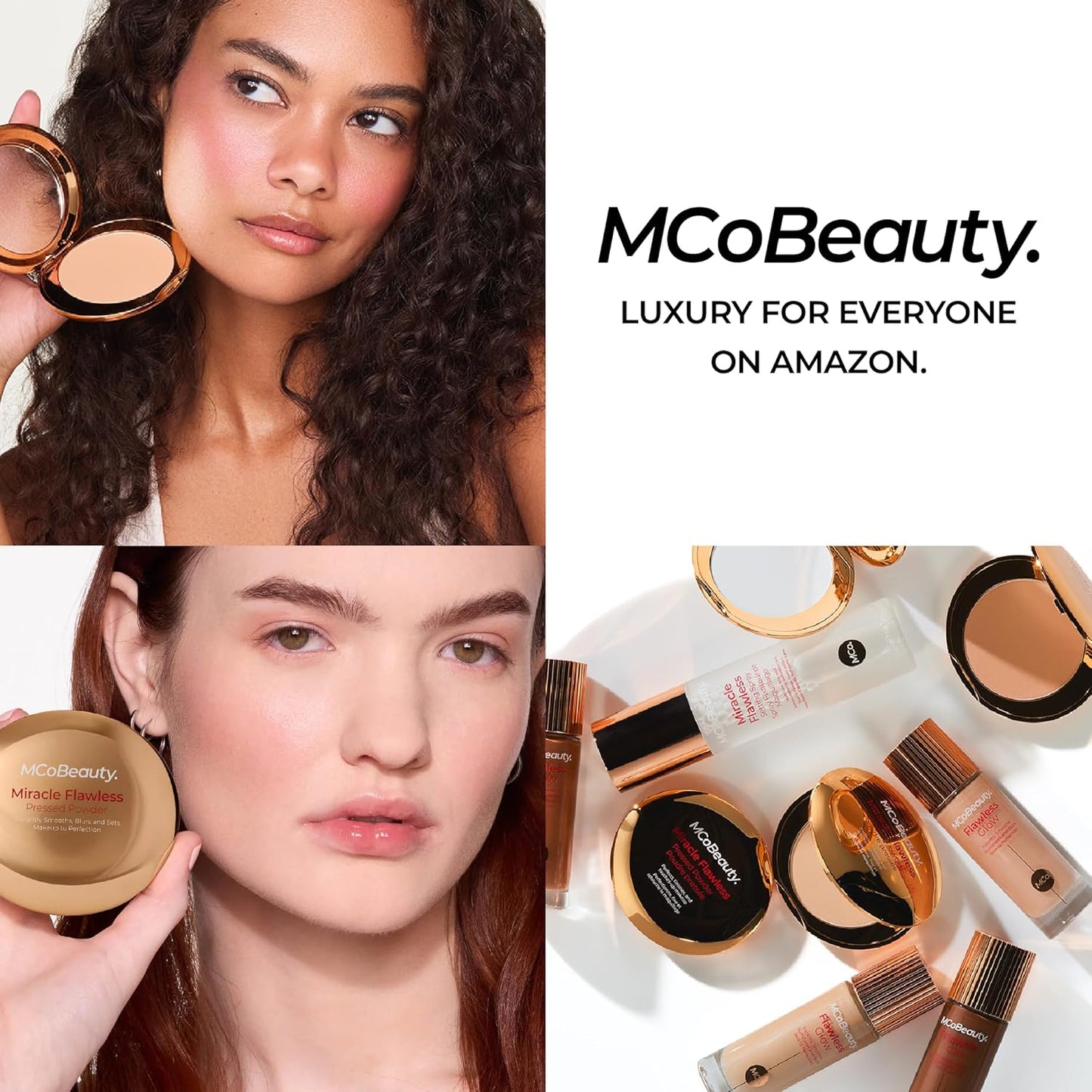 Miracle Flawless Pressed Powder - Soft Focus Blurring Finish | Vegan Makeup Compact with Rose Extract - Light 1