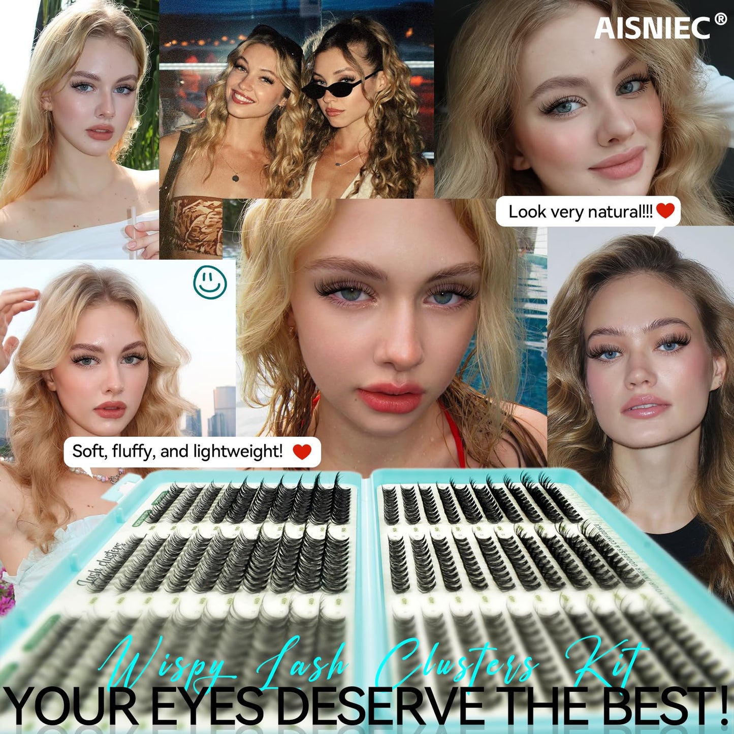 Wispy Lash Clusters, Individual Cluster Lashes 40D 50D, DIY Cluster Eyelash Extensions for Natural Wispy Look, Soft Lightweight Individual Lash Clusters for At-Home Lash Extension
