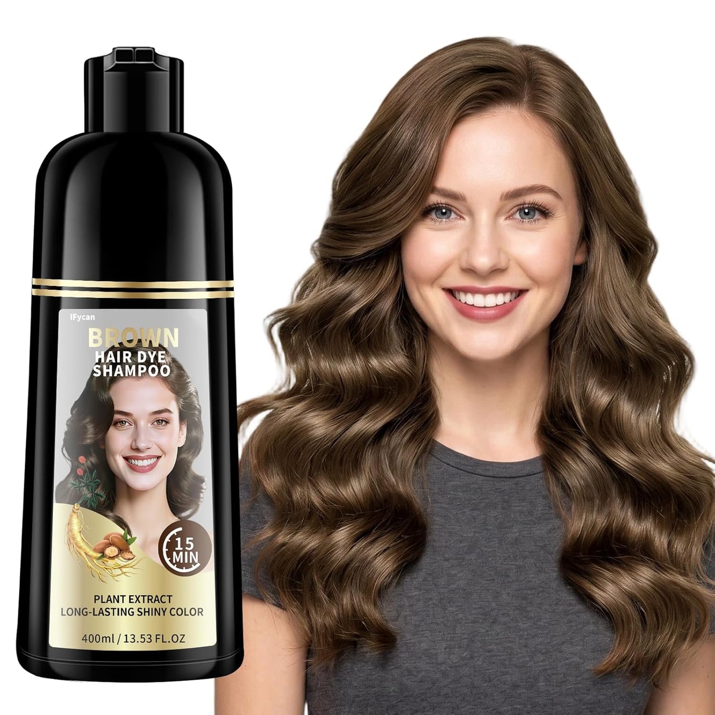 Black Hair Dye Shampoo - 100% Gray Coverage in 10-15 Mins | Herbal Extracts & Ammonia-Free Formula
