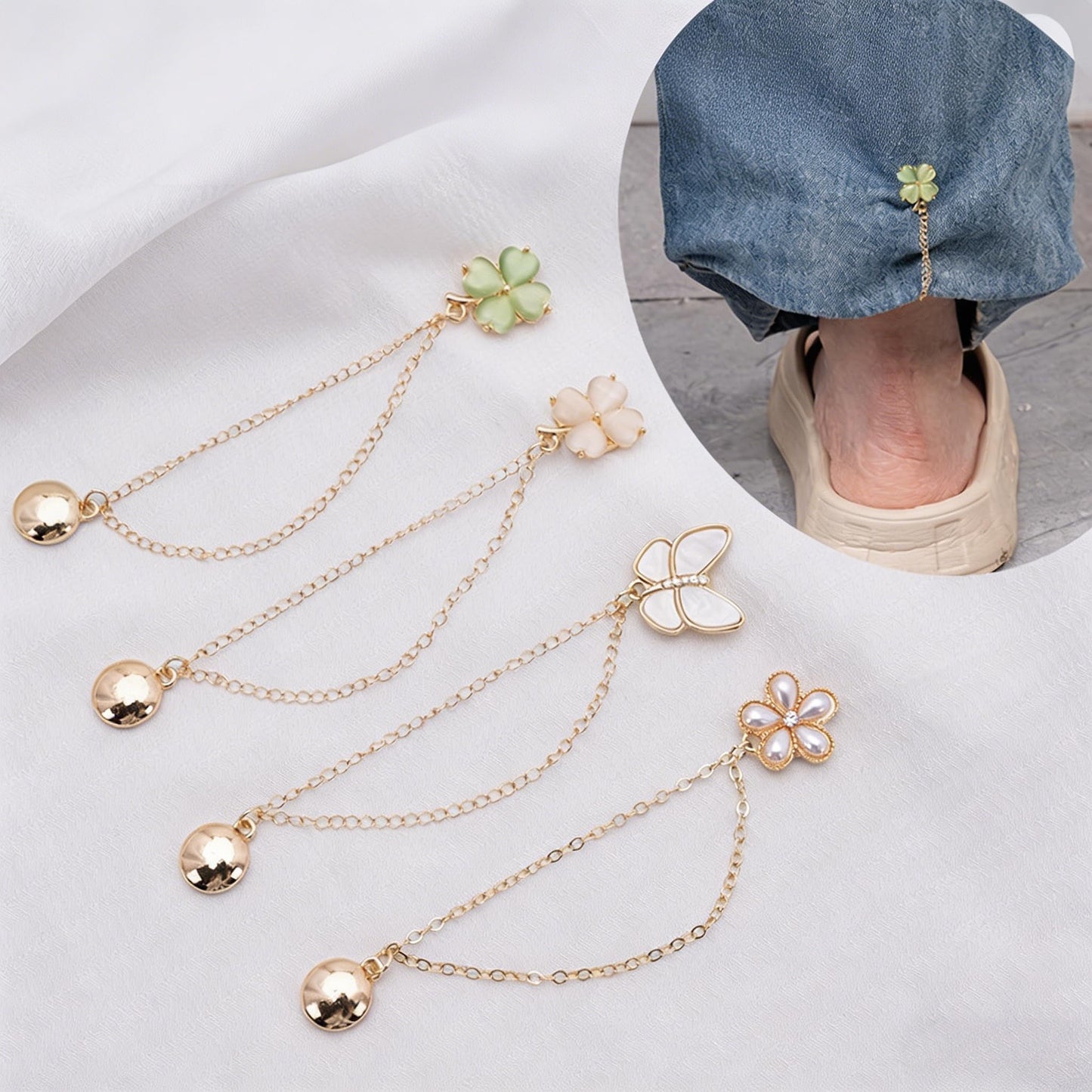 4 Pack Clothing Clips Strong Hem Holder No Sew Dress Sleeve Shortener Decorative Clip for Women