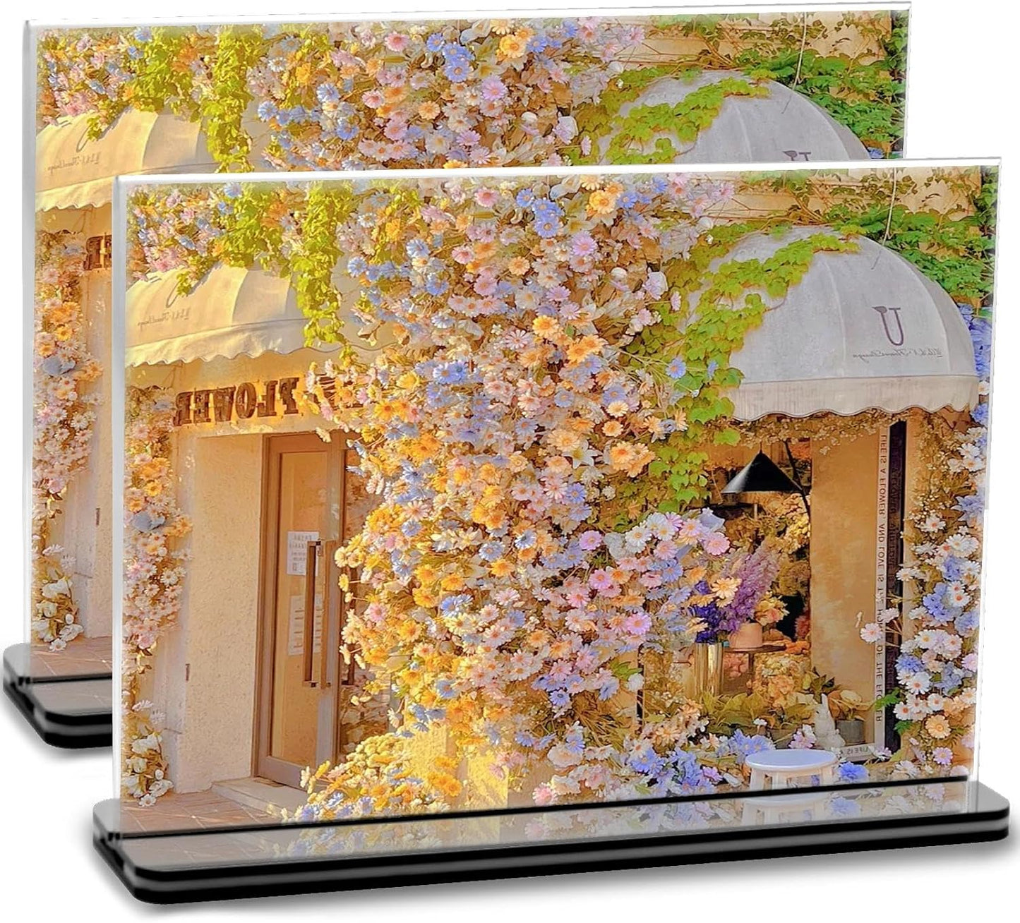 Acrylic Sign Holder - 12x8 Two-Sided Display Stand | 4 Pack for Cafes, Shops, Events