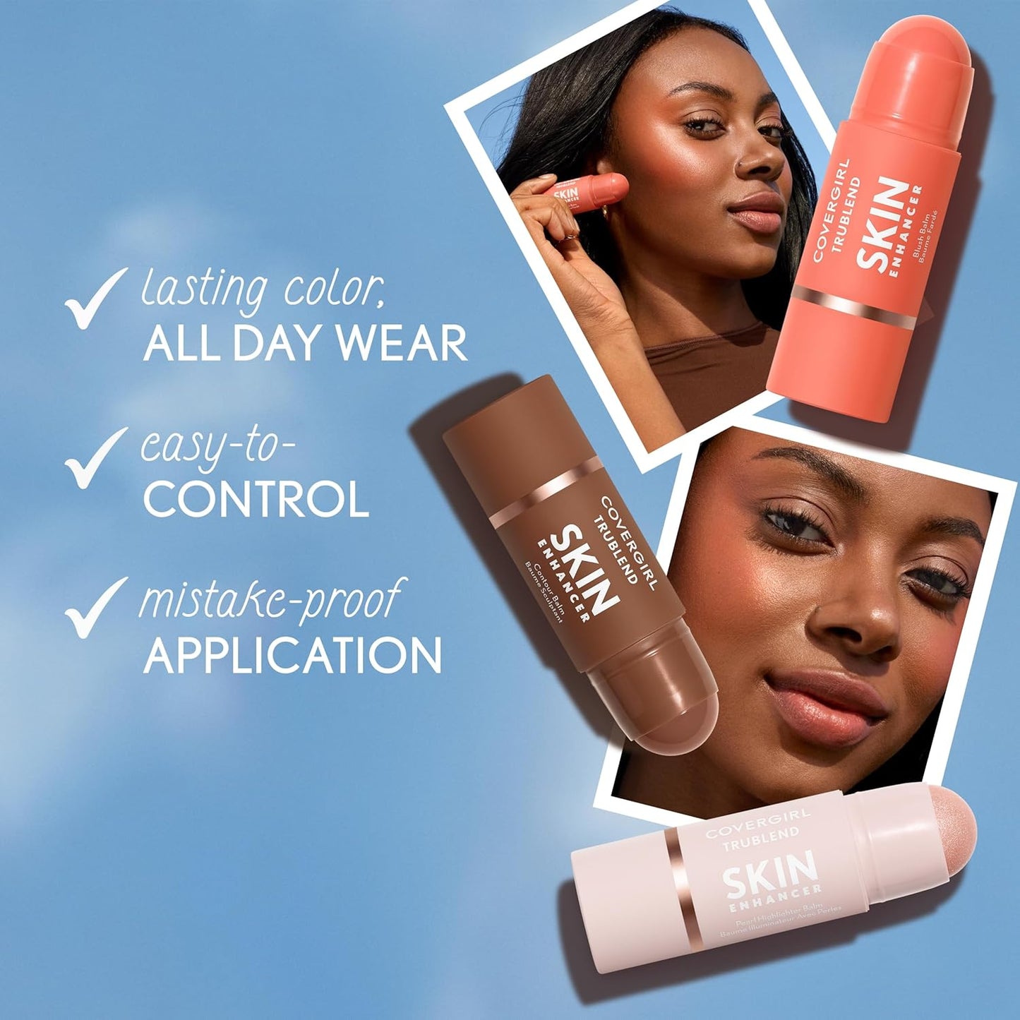 COVERGIRL Trublend Blush Balm Stick - Vegan Formula, Non-Greasy, Effortless Application | 200 Pink Sprinkle (Bright Pink)
