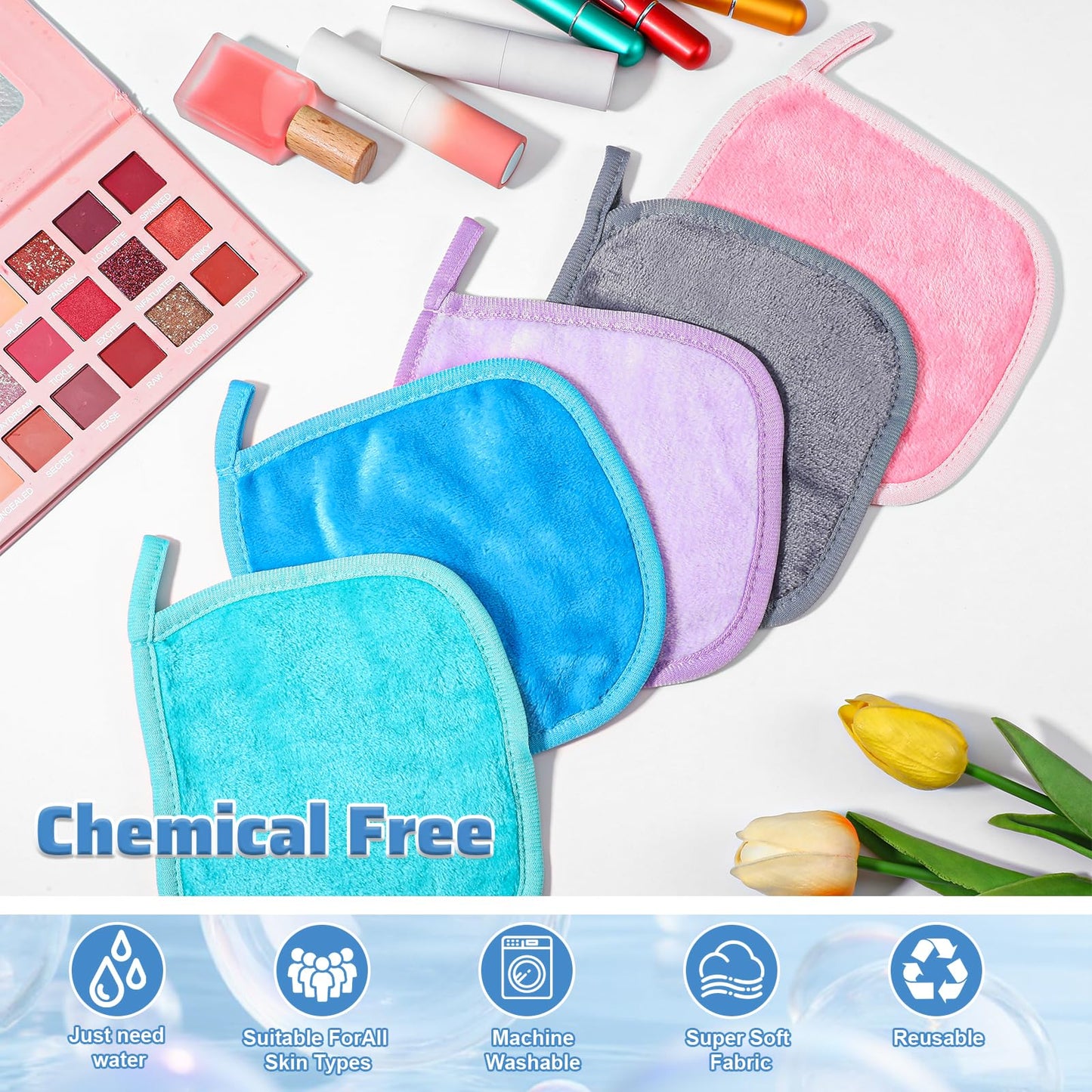 15 PCS Makeup Remover Cloths Pads Reusable Make up Removers Towels 6" Small Square Face Cloths Reusable Face Towels Erase Your Faces for Women, 6 X 6 Inch