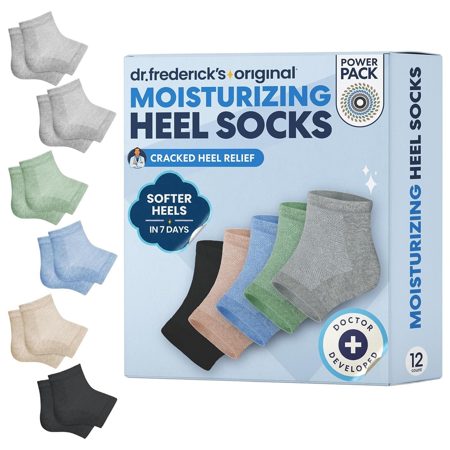 Moisturizing Heel Socks for Dry Cracked Heels - Olive Oil & Vitamin E Infusion | 2 Pairs for Men & Women