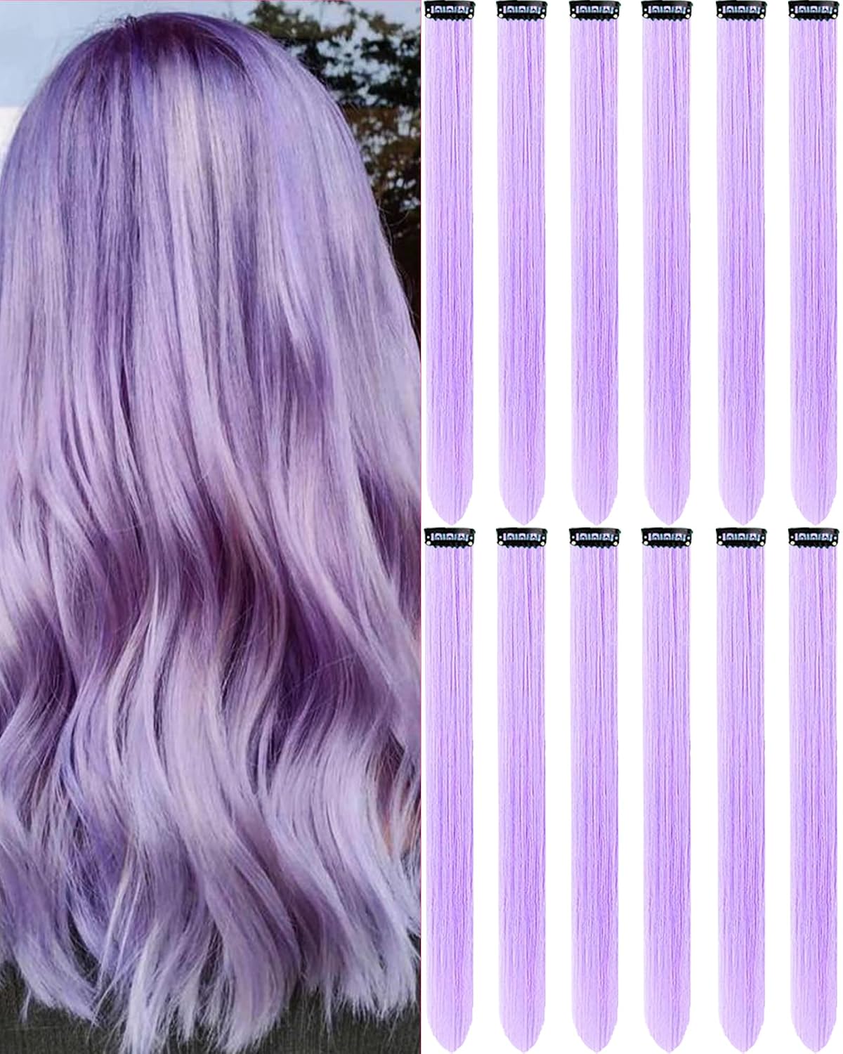 Clip-In Black Hair Extensions - 22 Inch Long Synthetic Hairpieces for Women | Party Highlights