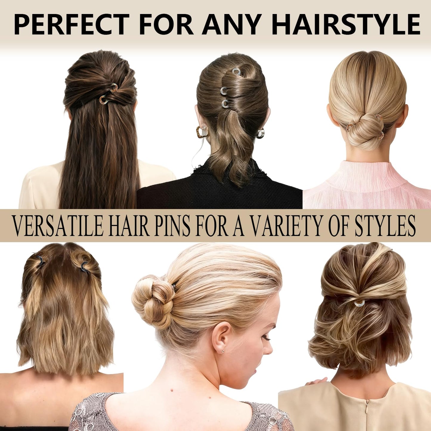 Fallinlocks 2.36" Small Prestige Hair Pins for Women, French Hair Pins for Thin & Thick Hair, Curved Anti-Slip Design for Better Hold, Perfect Holiday Gift for Her, 9PCS