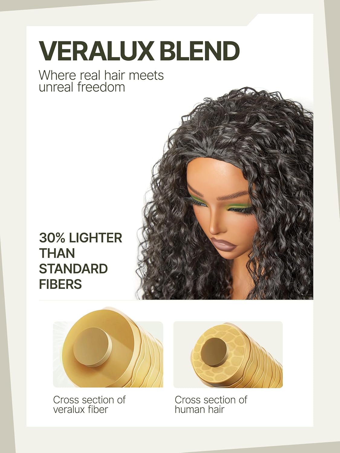 Curly Half Wig - 26 Inch Veralux™ Fiber Blend Headband Wig | 200% Density Natural Black Shaggy Wave