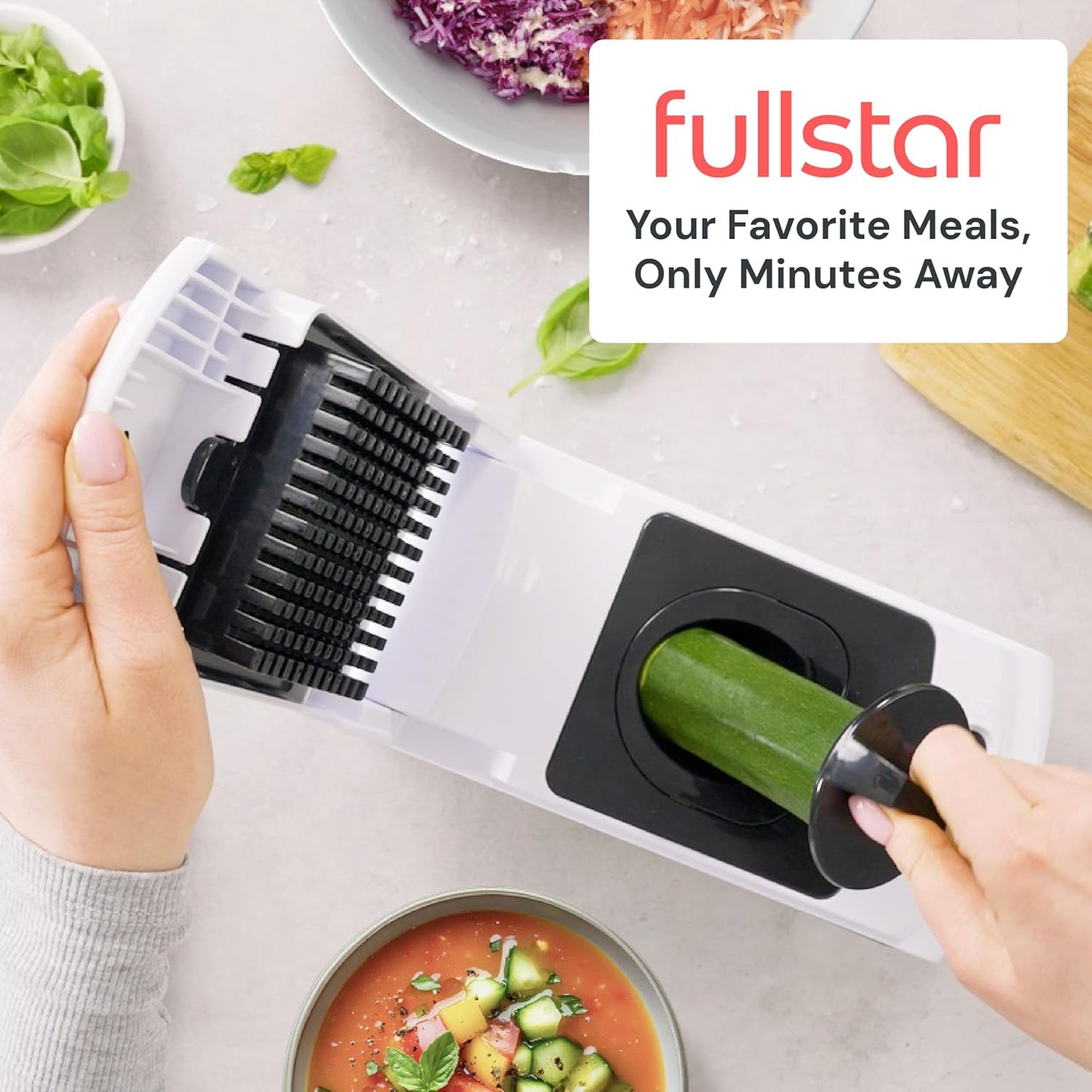 Pro Vegetable Chopper & Spiralizer - 4-in-1 Food Chopper with Container | Kitchen Gadget in White