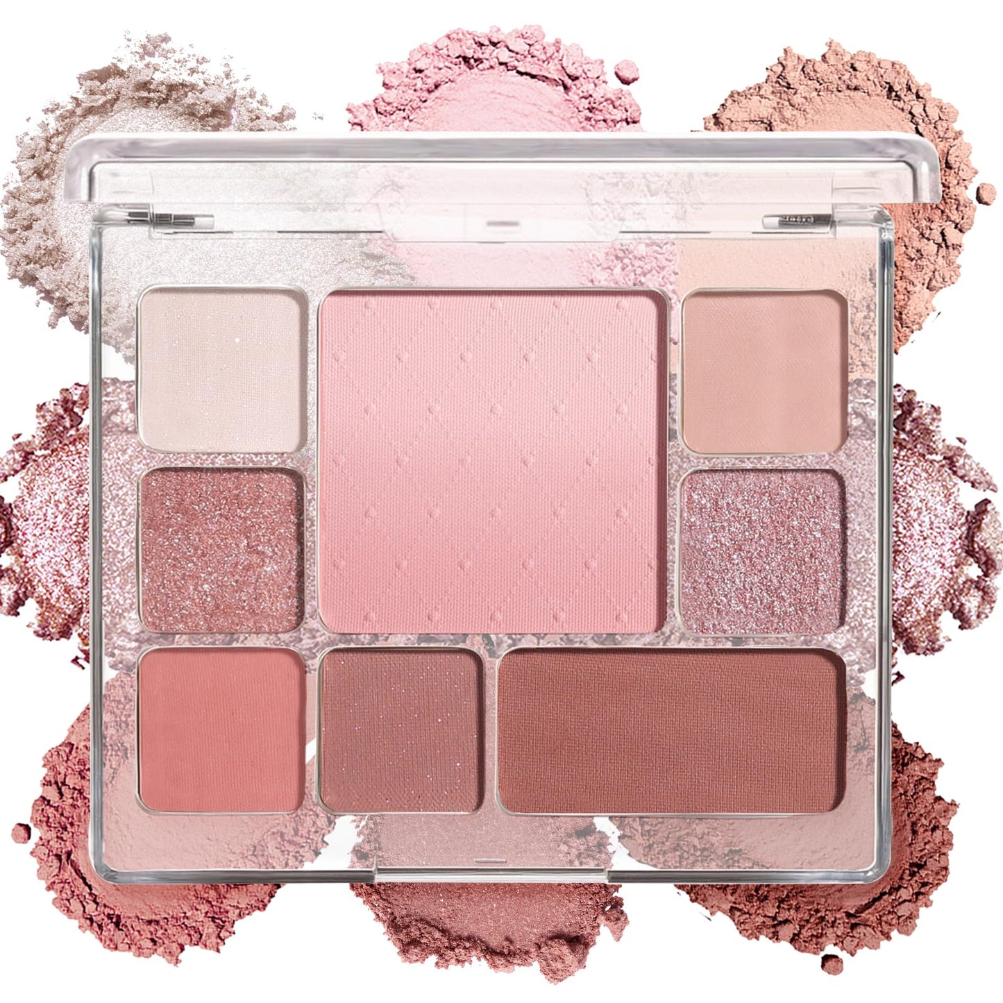 All-in-One Makeup Palette with 6 Matte Shimmer Eyeshadows, Ombre Blush & Contour, Highly Pigmented Blendable Face Palette for Daily Makeup, Travel, Office, Dates & Gift for Women(01 Soft Rosy)