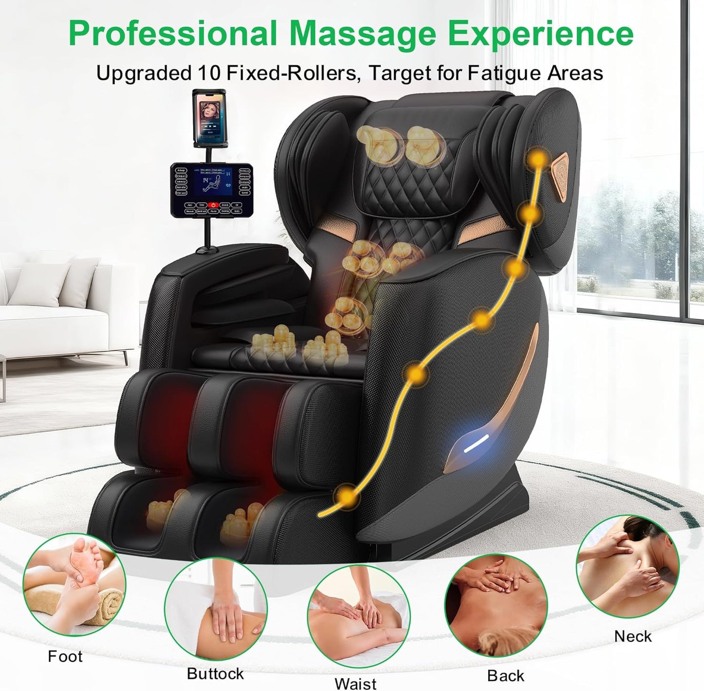 Full Body Massage Chair - Zero Gravity Recliner with 10 Massage Points, Heat, Airbags & Bluetooth Speaker | 2026 Model