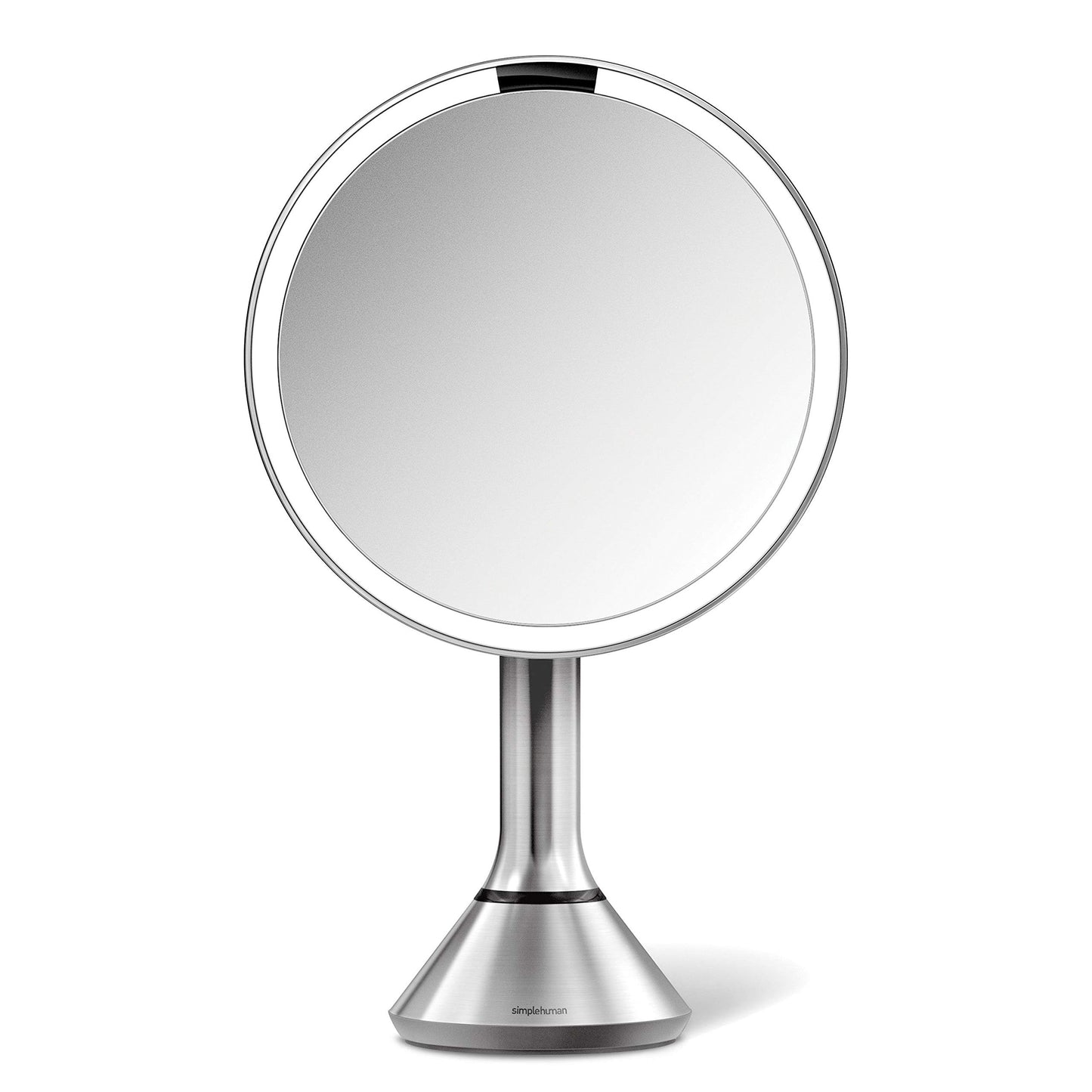 simplehuman 8" Round Sensor Makeup Mirror with Touch-Control Dual Light Settings, 5X Magnification