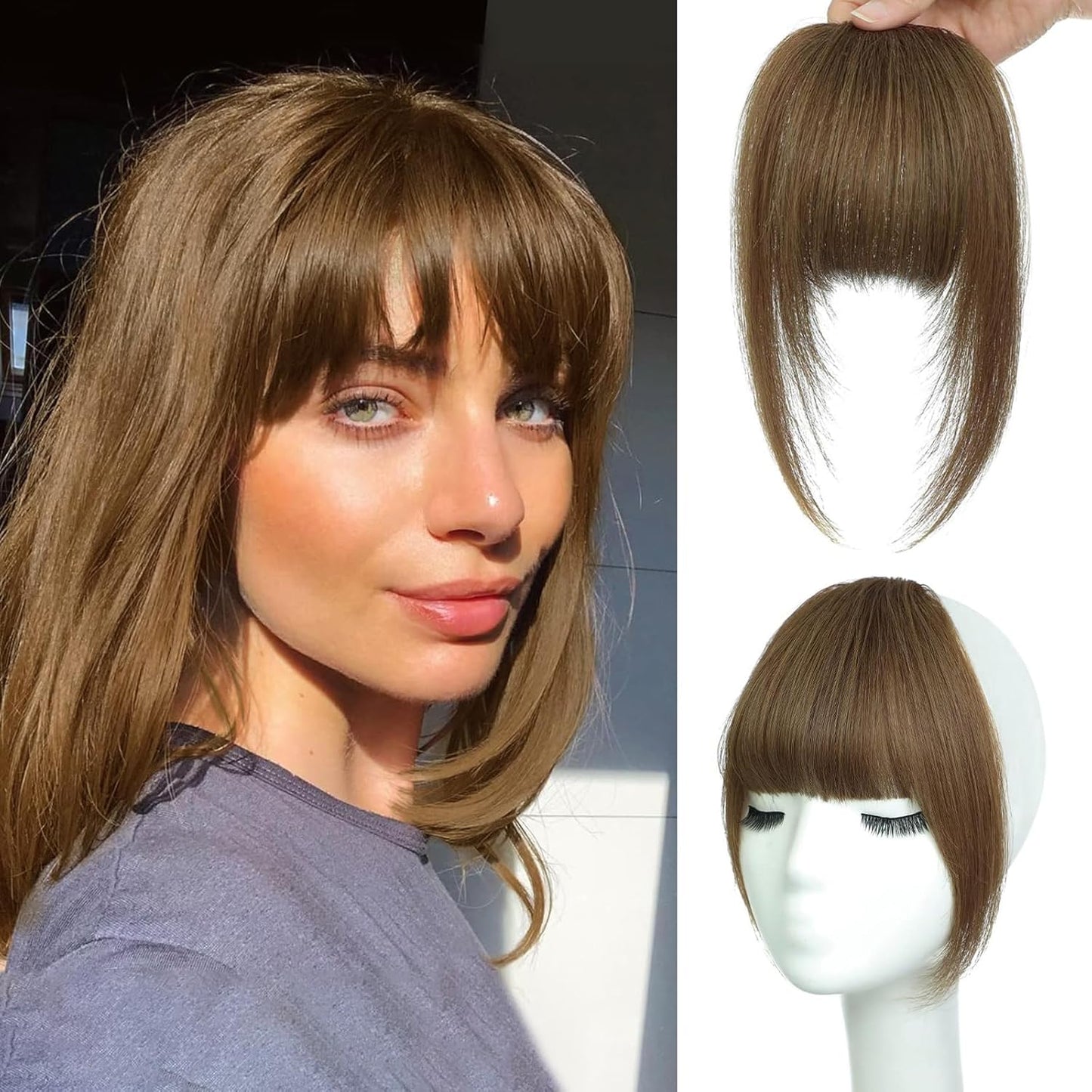 Bangs Hair Clip - 100% Real Human Hair Extensions | Natural Black Wispy Fringe for Women