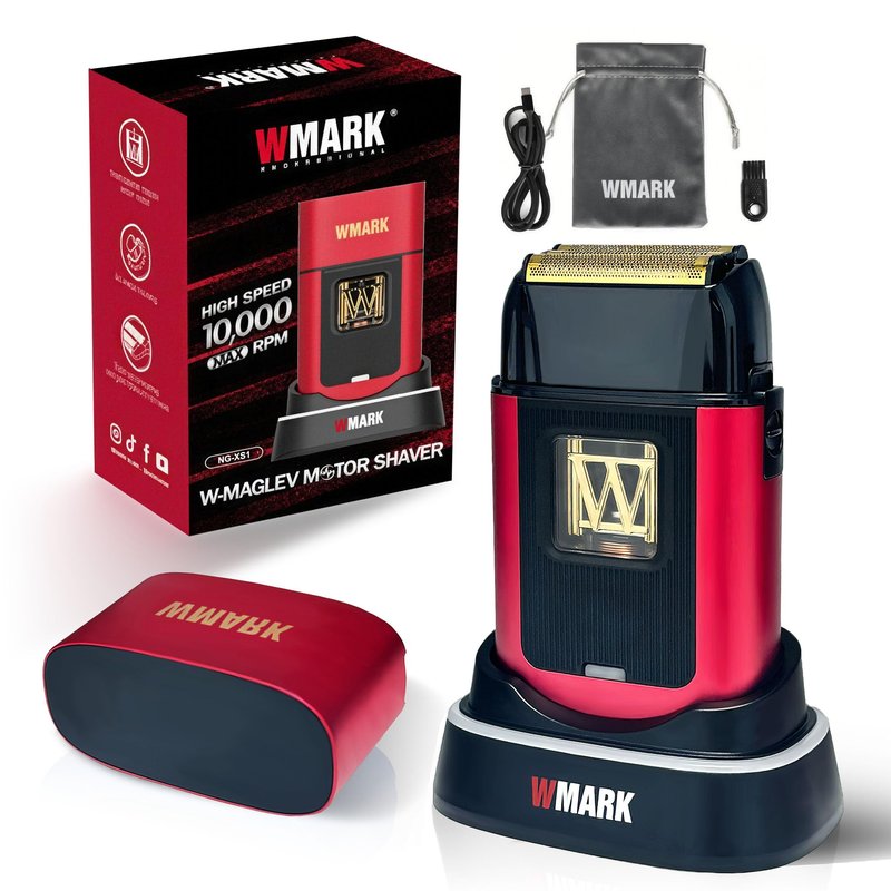 WMARK Electric Foil Shavers for Men Electric Razor for Men Beard Shaver Cordless Maglev Vector Motor 10000RPM, Stainless Steel Gold-Titanium Coating 3 Floating Blades, USB-C Rechargeable NG-XS1