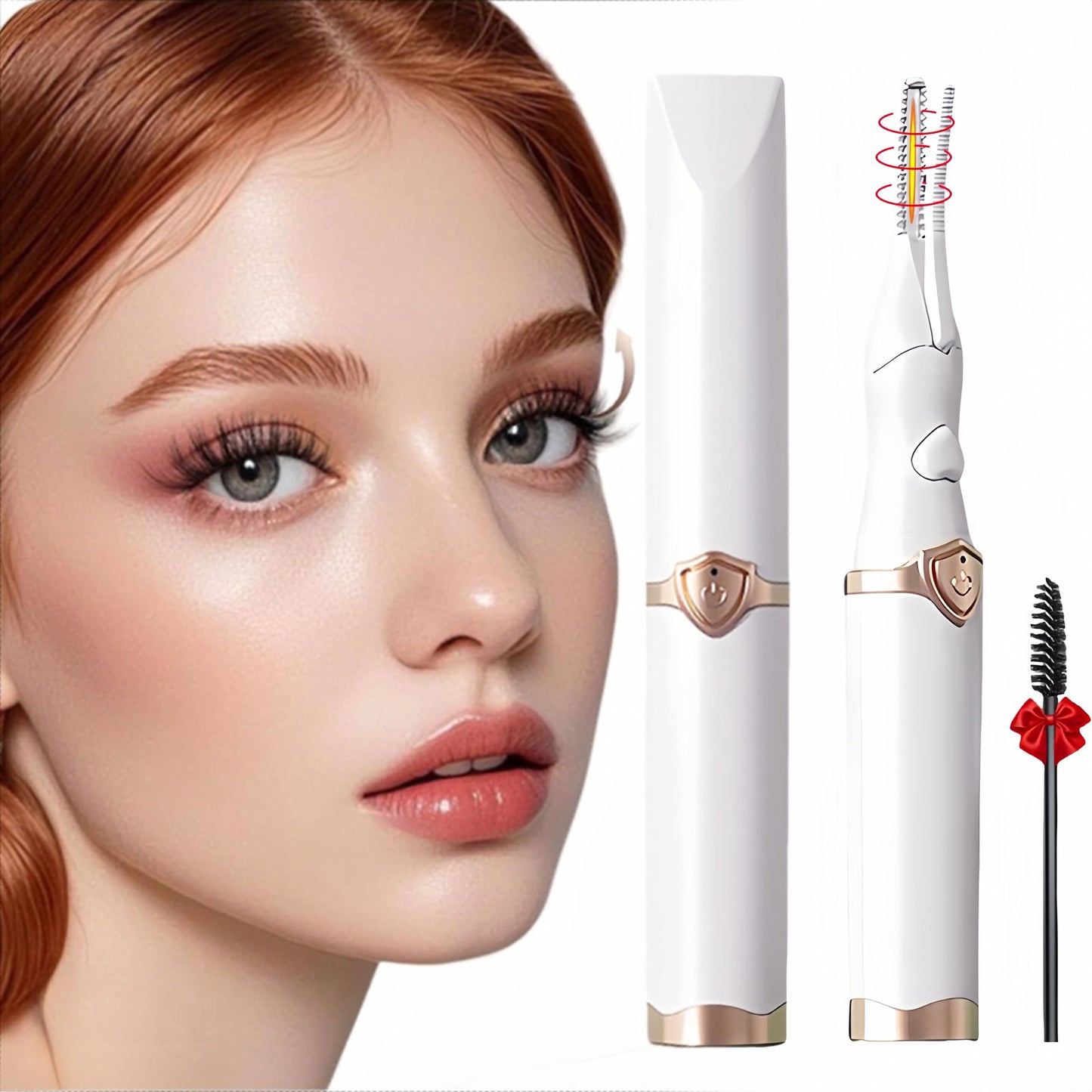 Heated Eyelash Curler - 2-in-1 Clip-Type Design, 3 Temperature Modes, Natural Curling 24H Long-Lasting Curl, Gift for Women & Girls, Beige