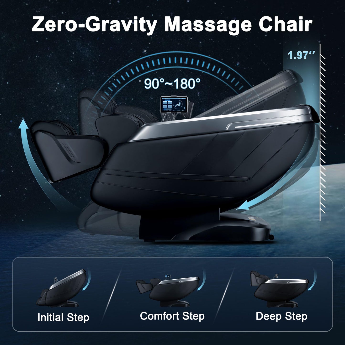iBooMas True 4D Massage Chair, Deep Tissue Full Body Massage Chair with Adjustable 4D Pressure, AI Body Scan, 55" SL Track, Zero Gravity Recliner, Powered Leg Extension, 3-Level Heat, Black