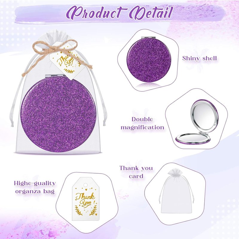 Compact Magnifying Mirrors - 30 Sets Quinceanera Party Favors | Bridal Shower Gifts, Purple