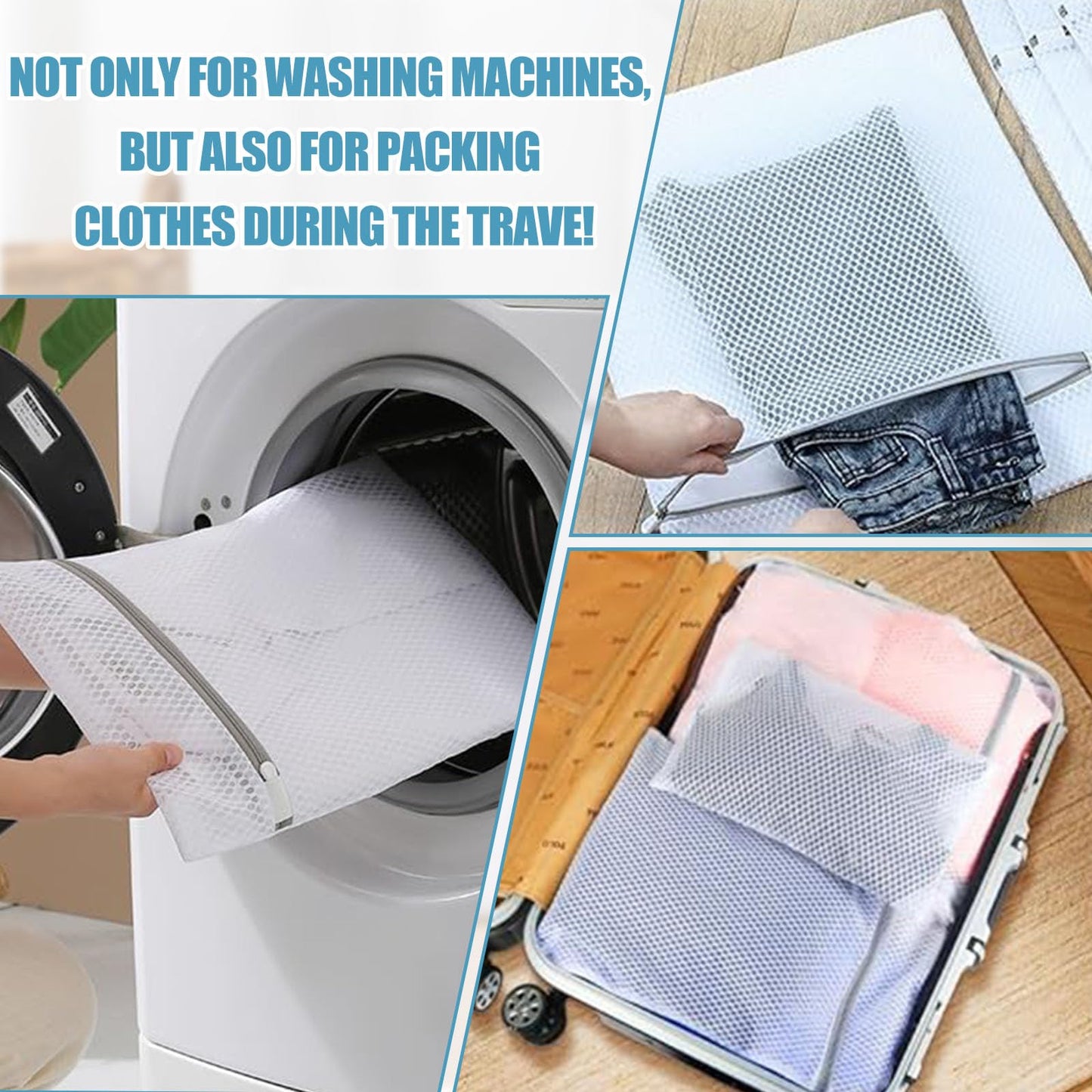 Mesh Laundry Bag with Zipper, 12x16 in Washing Bag for Underwear, Socks and Delicate Clothes, Protective Laundry Organizer