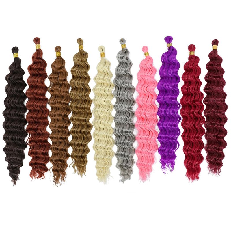 Eerya Long Curly Braiding Hair - 18 Inch Ocean Wave Crochet Hair for Boho Braids | Deep Wave, 2 Packs, 1B