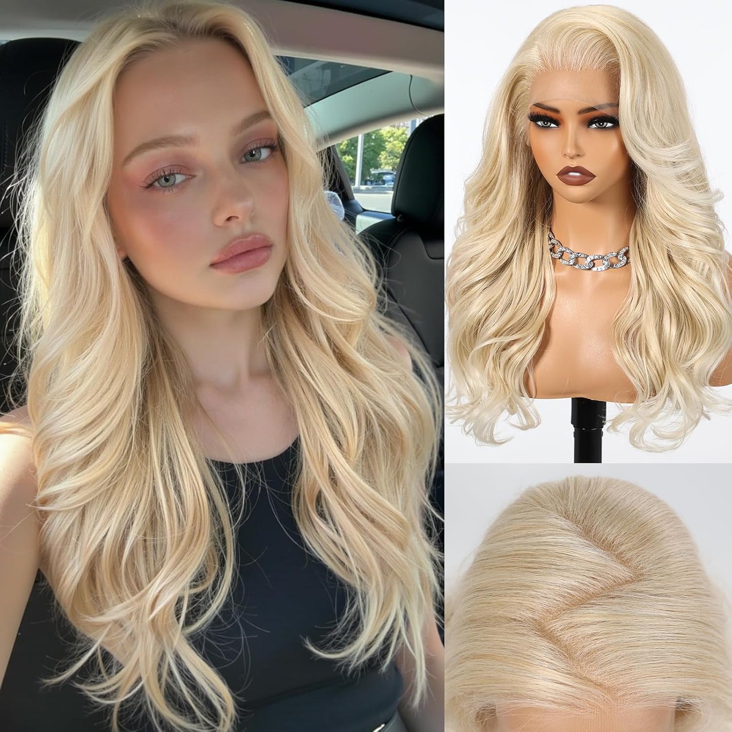 HAIRCUBE 13X4 HD Ombre Blonde Synthetic Lace Front Wig - Glueless Curly Design for Natural-Looking Hair