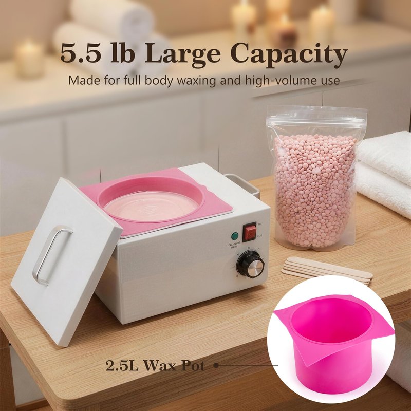 NOVAL 5.5LB Professional Wax Warmer for Salon & Full Body Hair Removal – 2.5L 300W Fast Melt Wax Heater with Precise Temp Control 68–248°F, Removable Aluminum Pot for Hard Wax & Paraffin