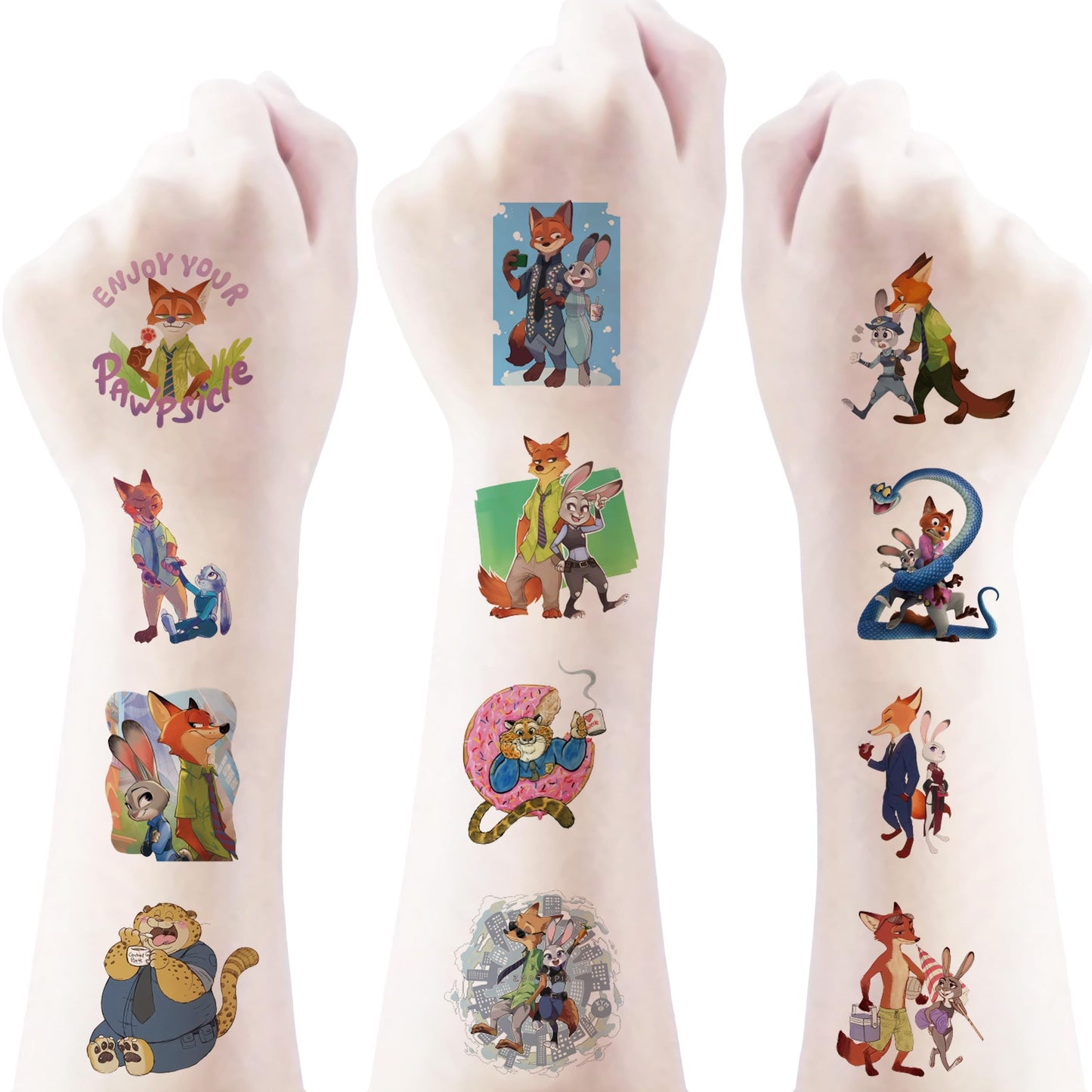 20pcs Cool Zootopia 2 Temporary Tattoos for Teens Birthday Party Supplies, Party Favors Fake Tattoos Stickers,Birthday Decorations Party Game Activities Reward Gifts (B)