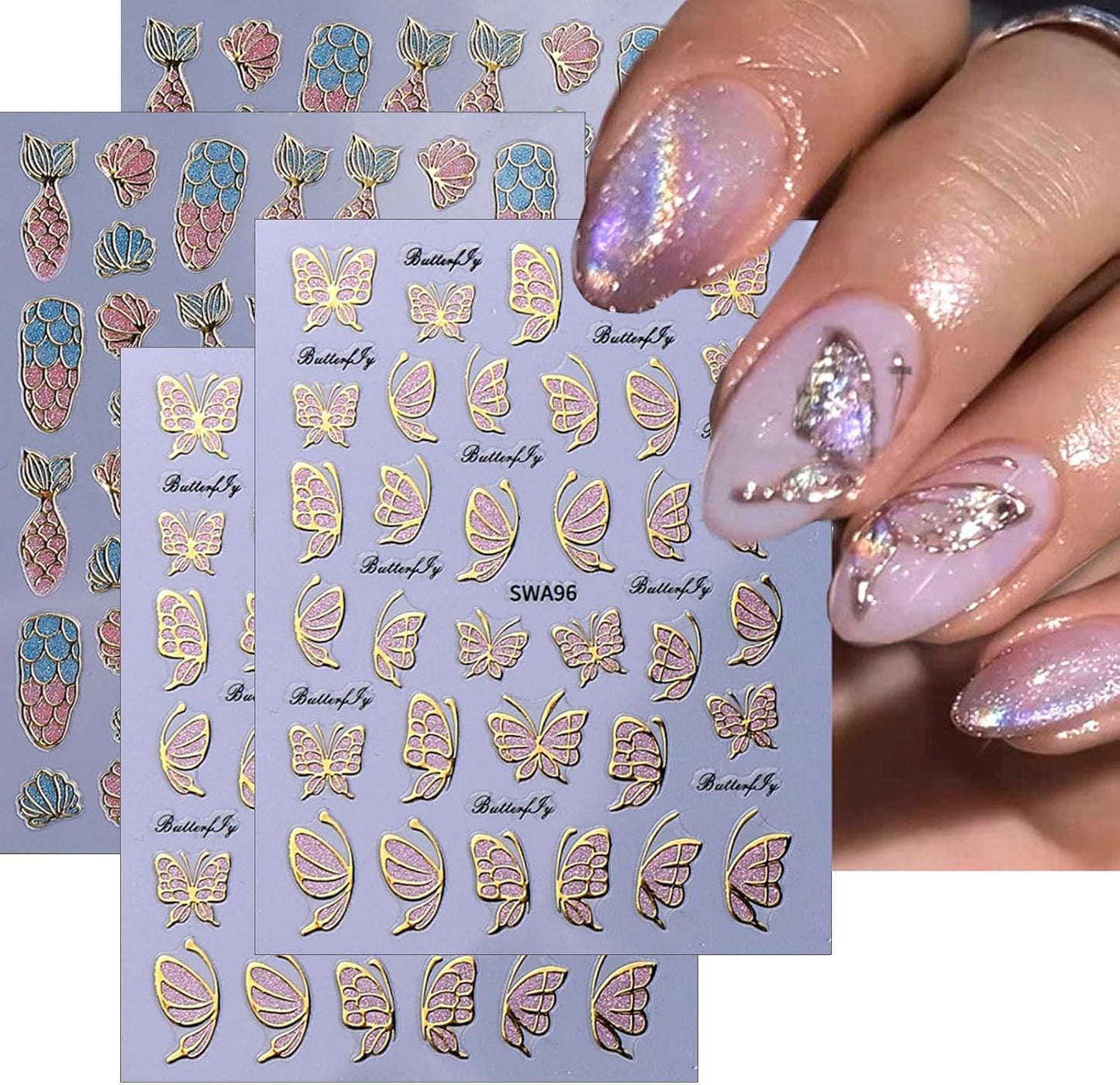 3D Summer Nail Art Stickers - Cute Fruit Decals for DIY Manicure | 5 Sheets of Lemon, Strawberry & Blueberry Designs