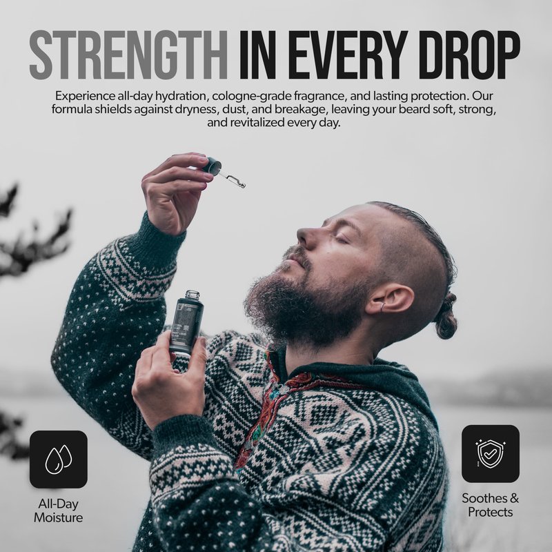 The Beard Struggle - Day Liquid Tonic Beard Oil - Platinum Collection, Aesir's Triumph - Beard Oil for Men - Moisturize, Softens Hair, Reduces Itch - Day Time Beard Growth Oil (1.35 Fl oz)